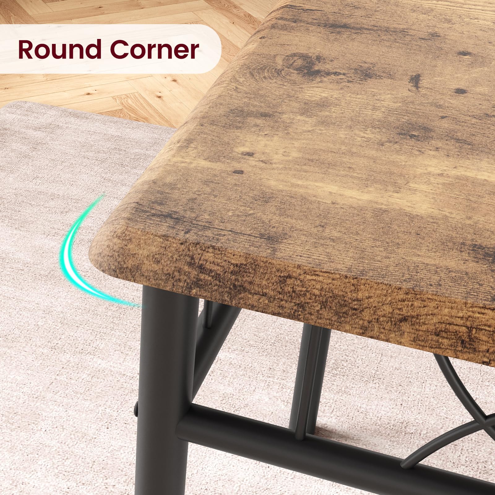 CABIHOME 3-Piece Square Dining Table Set for 2 with 2 Upholstered Chairs - Retro Brown Kitchen Table for Small Spaces, Apartments & Dining Rooms | Perfect for Breakfast Nooks, Studio Apartments & Cozy Dining Areas