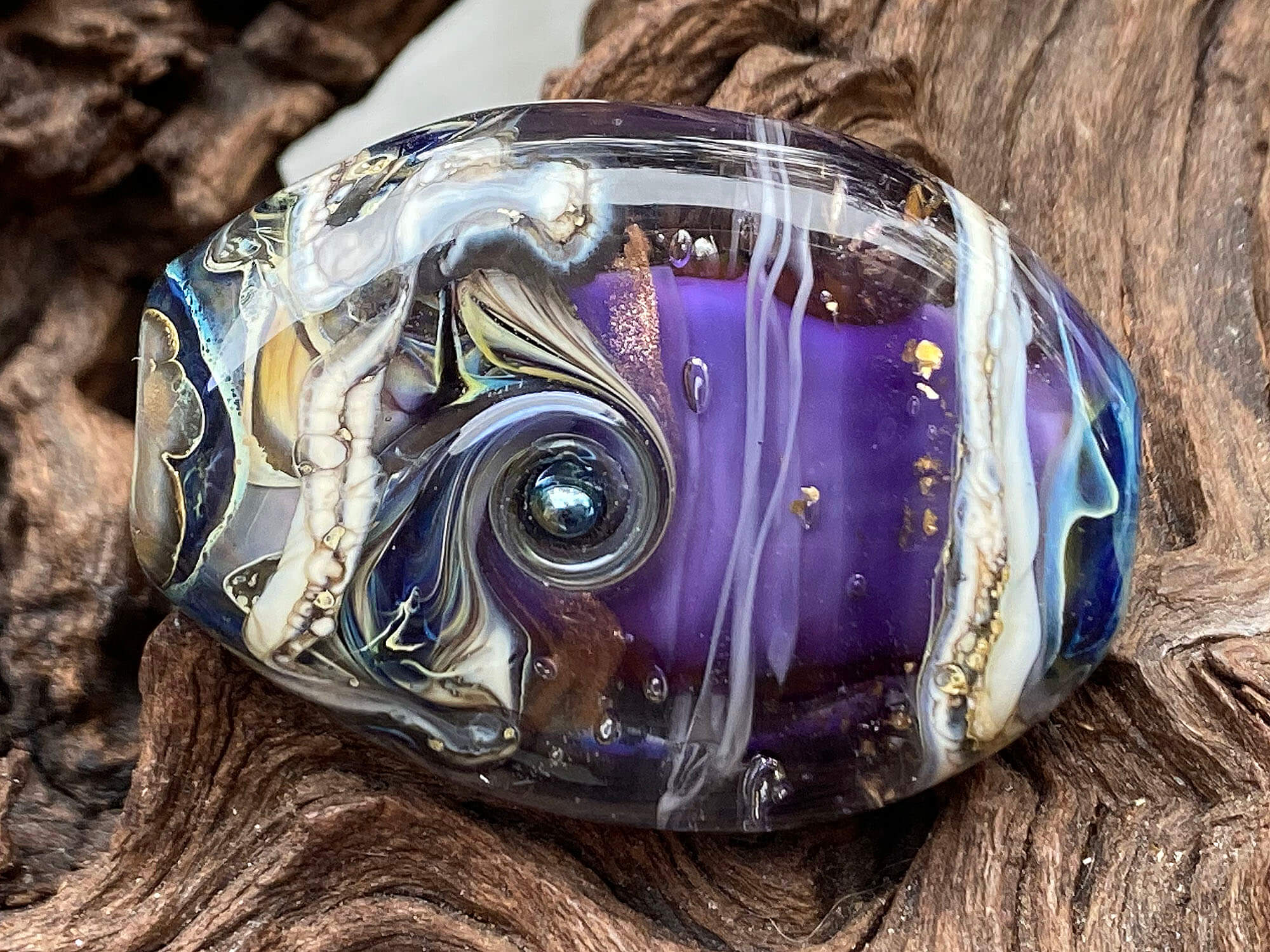 Handmade Purple Dark Organic Lampwork Glass Focal Bead SRA - Perfect for Jewelry Making, DIY Crafts, and Unique Gift Ideas