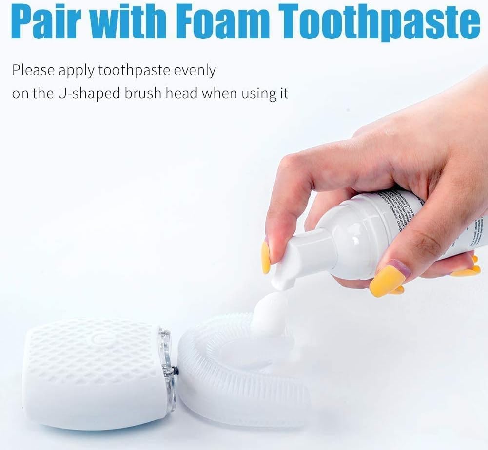 Automatic Ultrasonic Toothbrush - 360° Sonic Electric Toothbrush with Whitening, Waterproof & Rechargeable for Travel & Home Use | Perfect for Daily Oral Care & On-the-Go Hygiene (White)