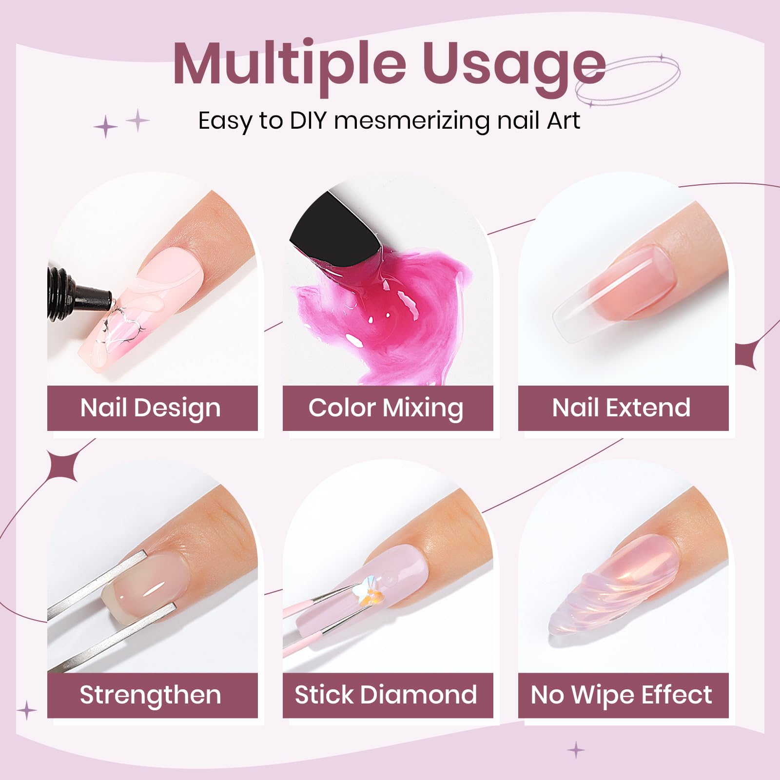 3D Clear Nail Sculpting Gel - 30g No Wipe Molding Gel for Nail Art, Rhinestone & Charm Decoration | Perfect for DIY Nail Designs, Salon Manicures & Professional Nail Extensions