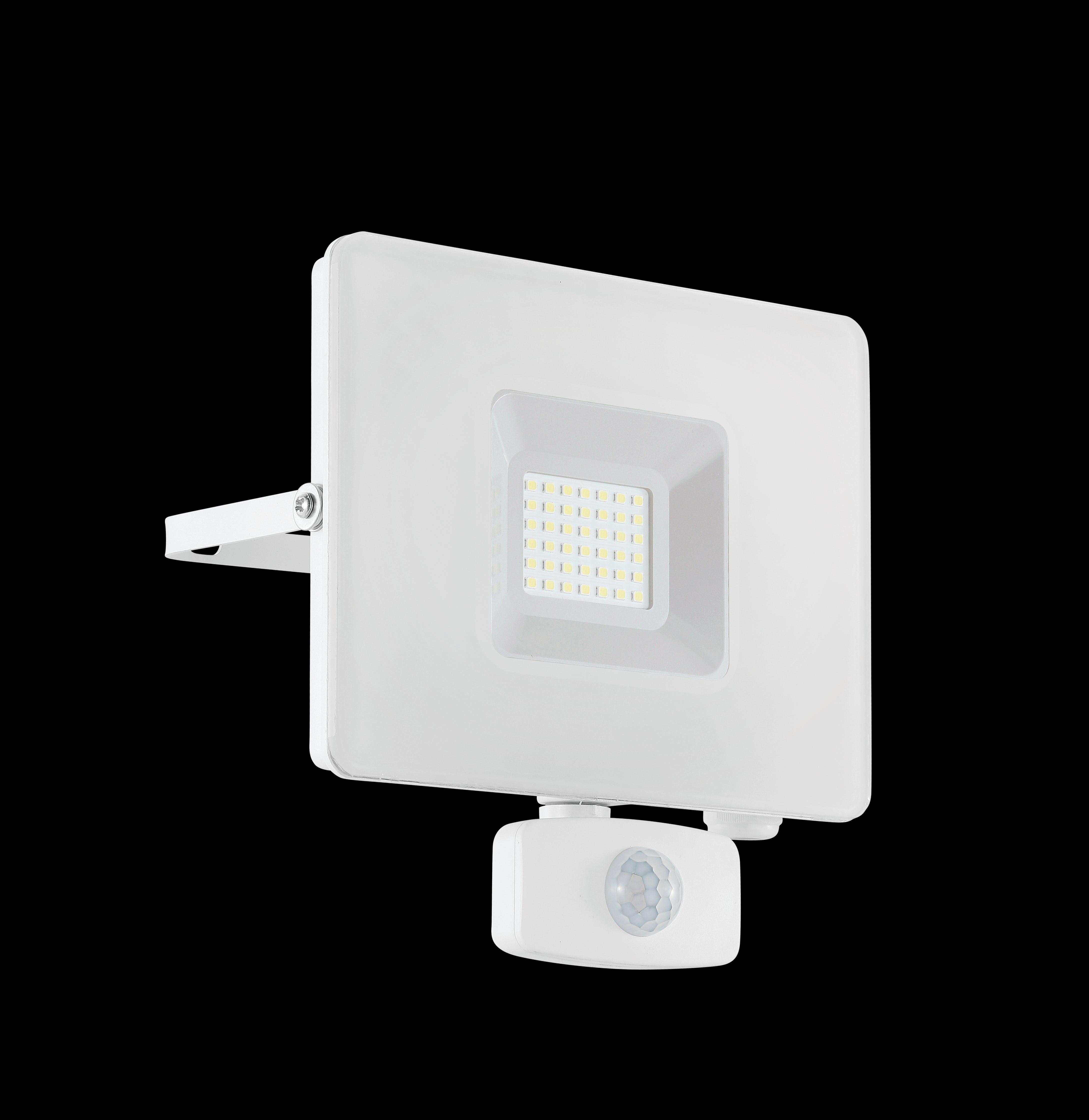 Eglo Faedo 3 IP44 White LED PIR Motion Sensor Outdoor Flood Light 31W - Waterproof Security Lighting for Garden, Yard, and Driveway