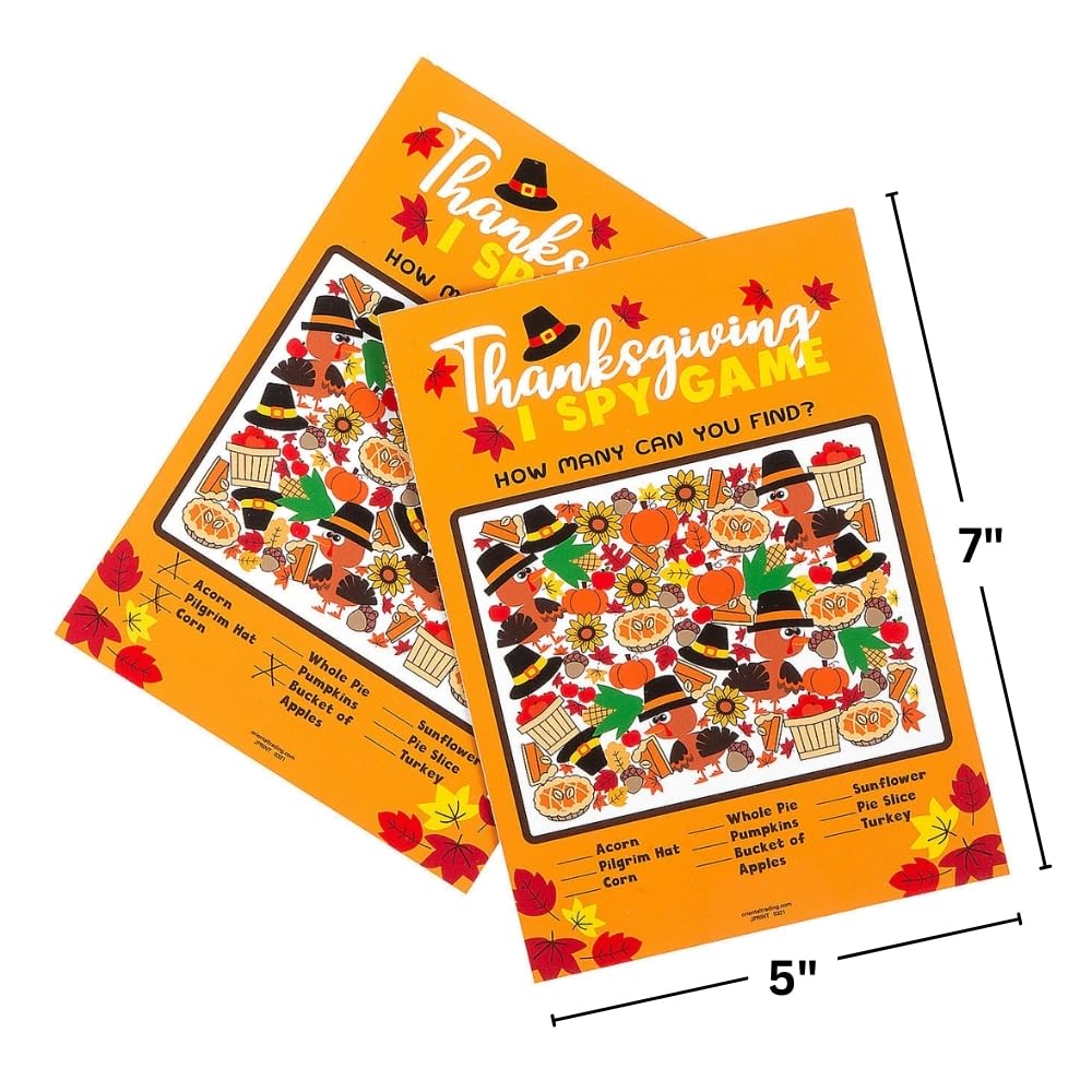 Fun Express Thanksgiving I SPY Game - 24 Piece Holiday Scavenger Hunt Toy Set for Kids - Perfect for Family Gatherings & Classroom Activities