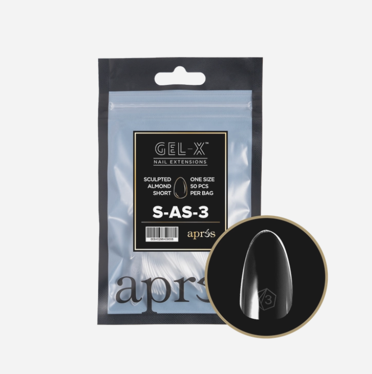 Apres Gel X Refill Tips 2.0 - 50pcs Short Almond Shaped Nail Tips for Professional Salon & DIY Manicure at Home