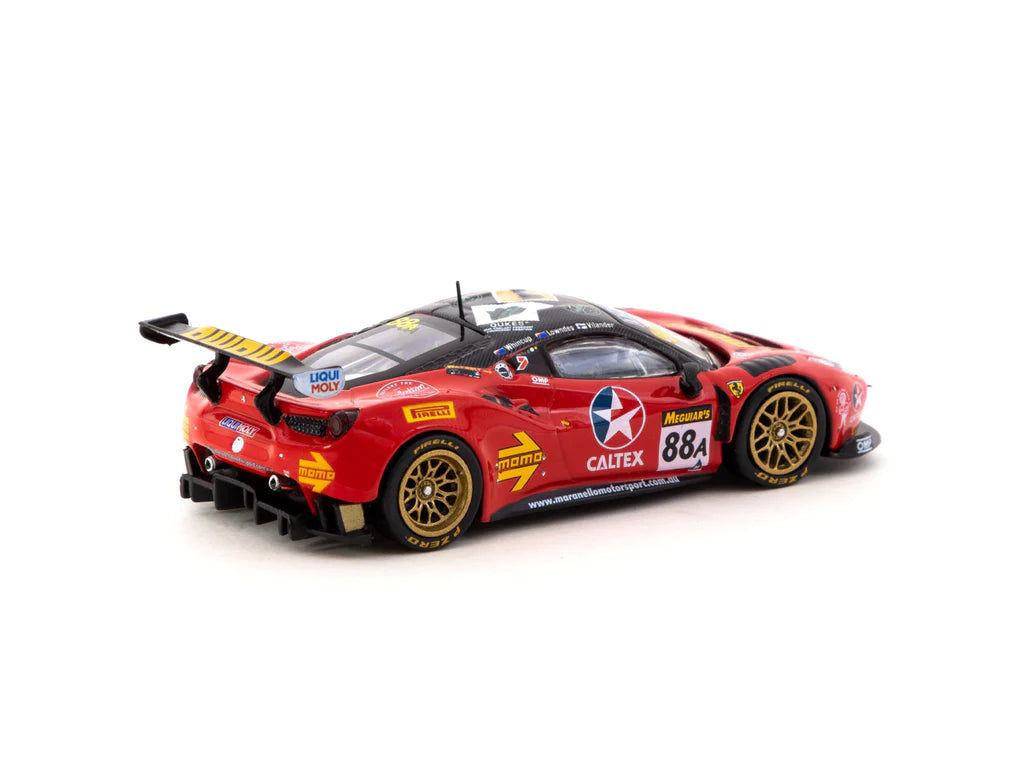 Tarmac Works 1:64 Scale Ferrari 488 GT3 Diecast Model Car - Bathurst 12 Hour 2017 Lowndes/Whincup/Vilander Edition - Collectible Racing Car for Display, Gifts, and Racing Enthusiasts