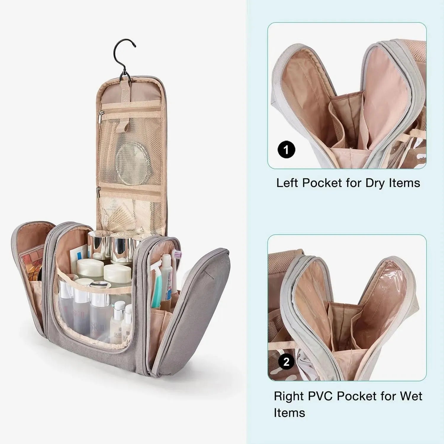 Premium Atlas Travel Hanging Toiletry Bag - Waterproof Cosmetic Organizer for Men & Women - Perfect for Camping, Gym, Business Trips & Air Travel