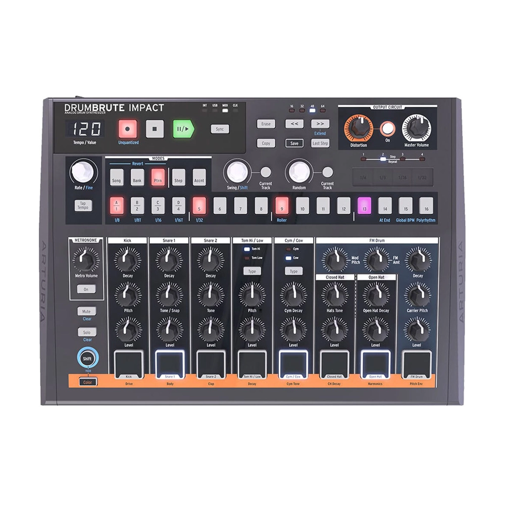 Arturia Drumbrute Impact Analog Drum Machine - Professional Electronic Drum Kit for Music Production, Live Performances & Studio Recording
