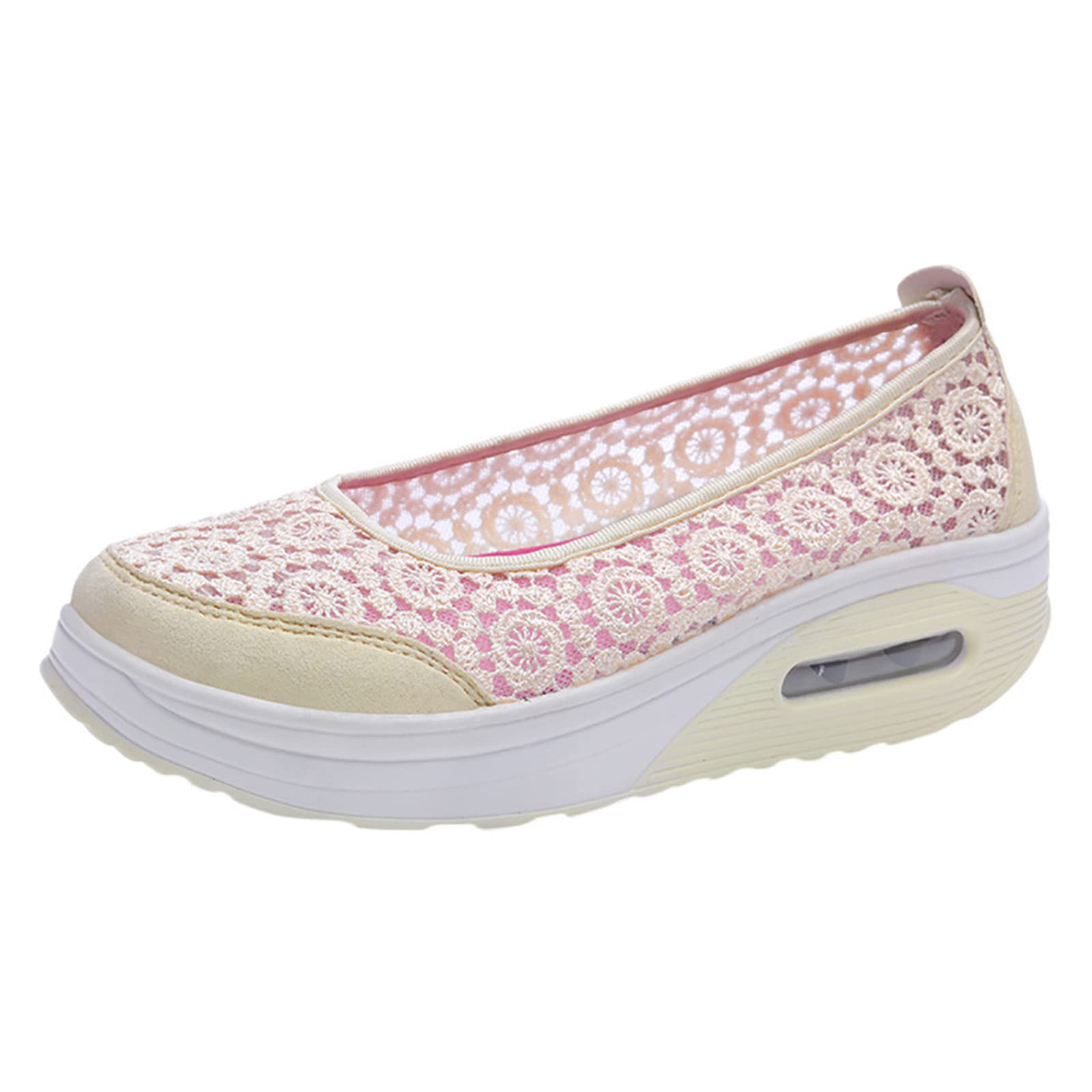 Women's Slip-On Breathe Lace Flower Sneakers - Comfortable Wedge Platform Loafers for Walking, Fashion Casual Shoes | Perfect for Work, Travel & Daily Wear