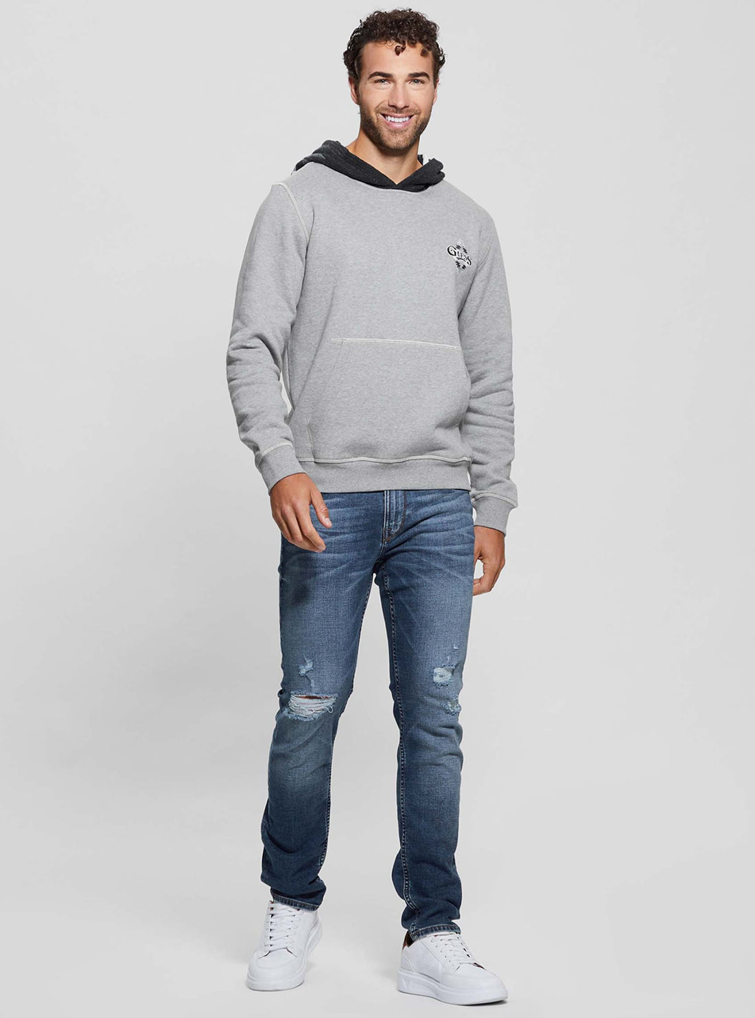 Men's Grey Contrast Hoodie - Stylish Zip Up Sweatshirt for Casual Wear & Street Fashion | Perfect for Gym, Travel & Outdoor Activities
