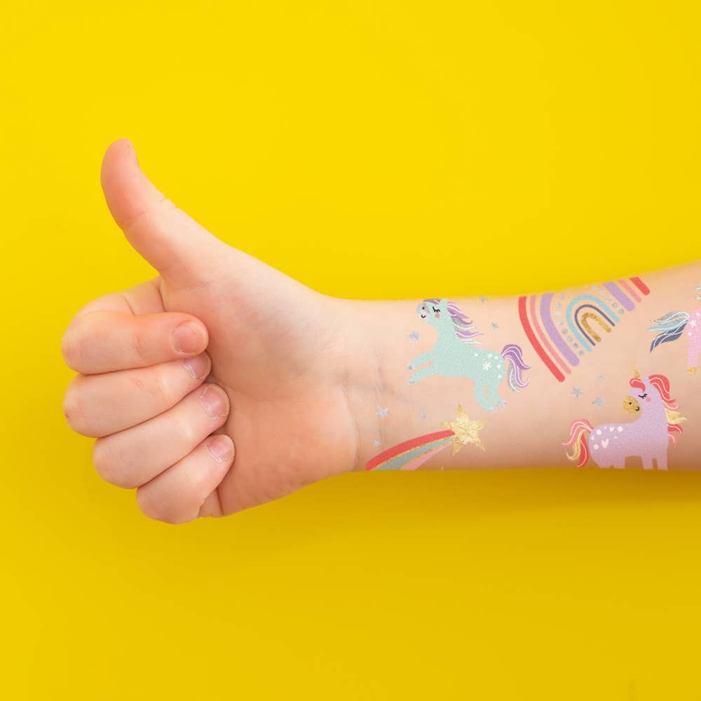 Magical Unicorn Temporary Tattoos for Kids - Waterproof Fake Tattoo Stickers for Parties, Halloween & Costume Events - Fun Body Art for Girls & Boys