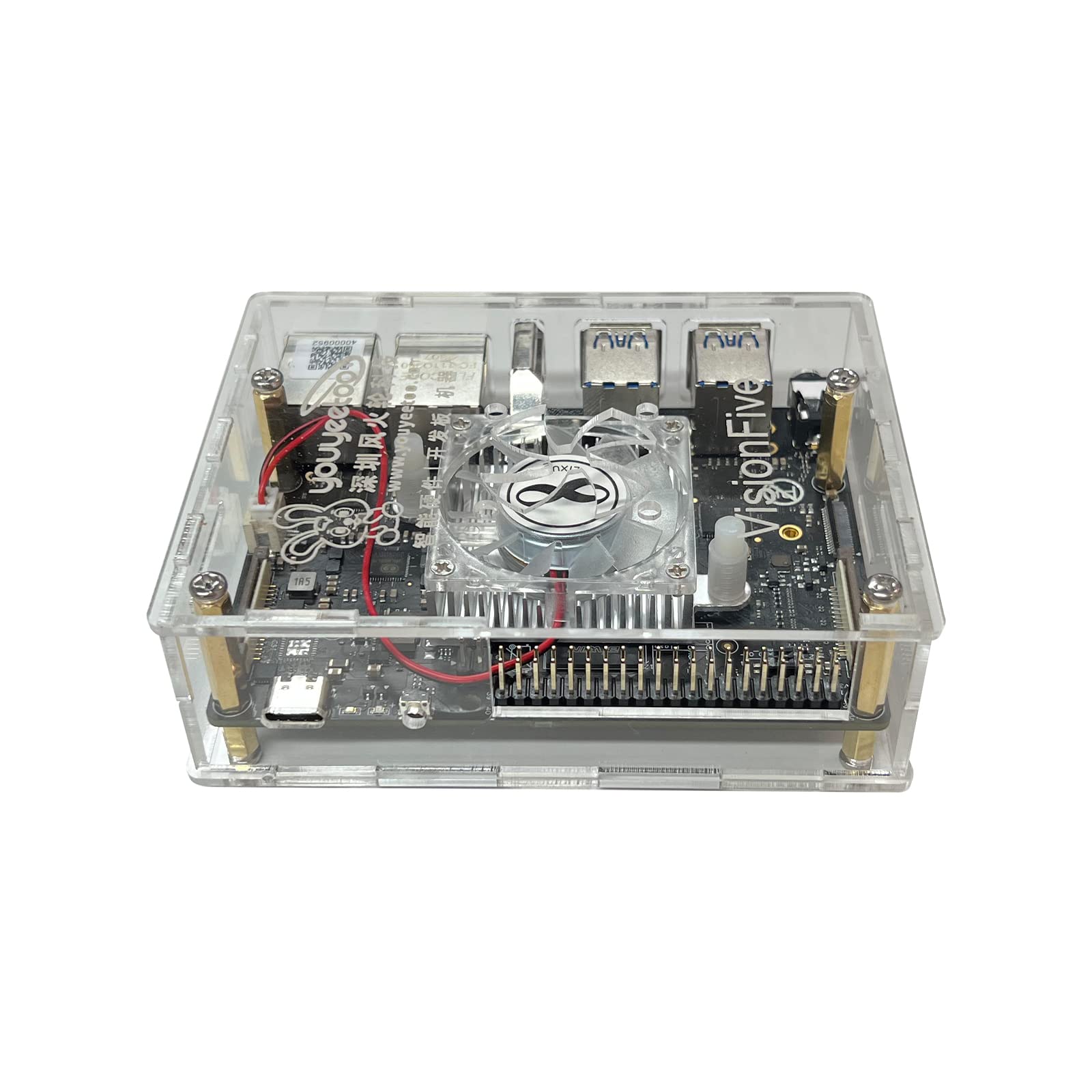 WayPonDEV Acrylic Case for VisionFive2 RISC-V Linux Single Board Computer with Heat Sink - Protective Cover for DIY Projects, Home Automation & IoT Development