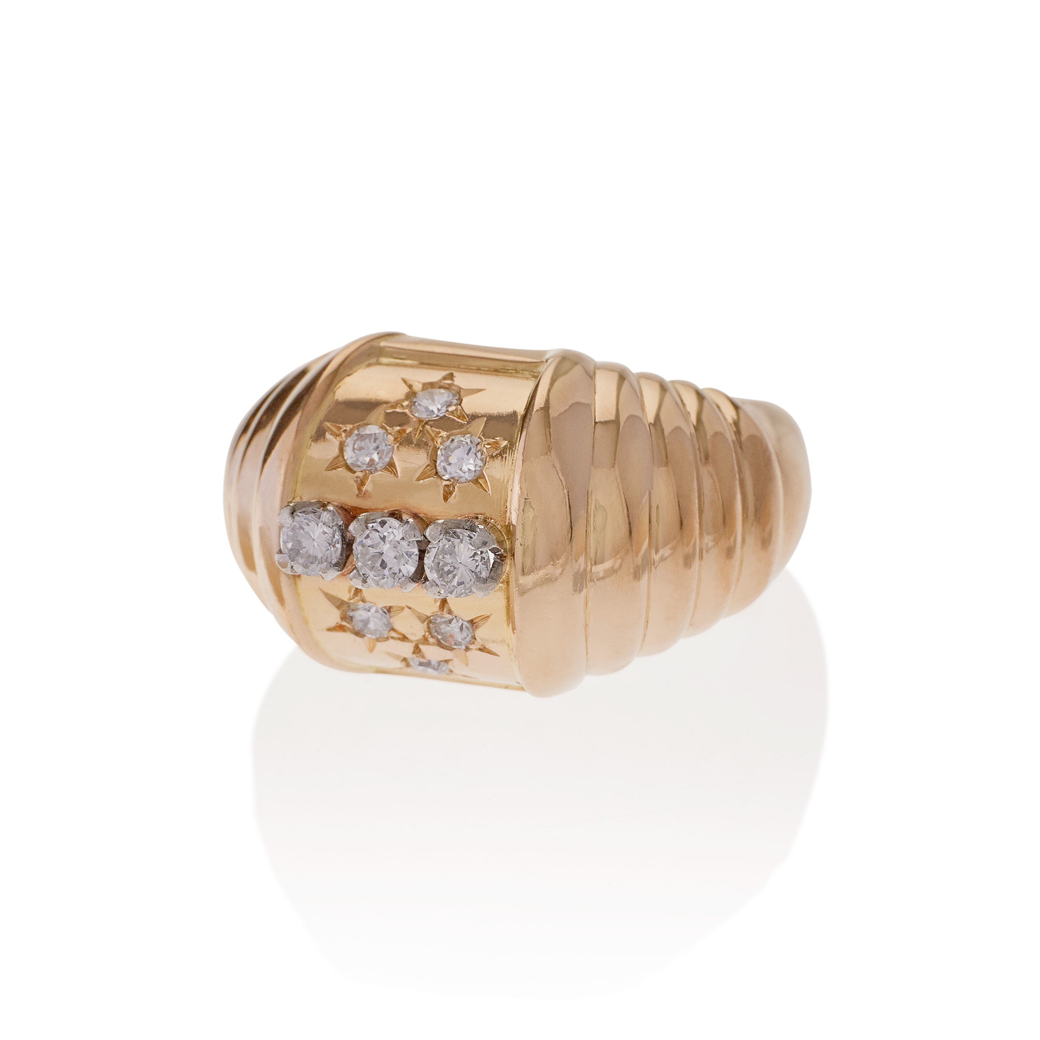 Vintage French Star Diamond Ring - Elegant Retro Jewelry for Women, Perfect for Weddings, Anniversaries & Special Occasions