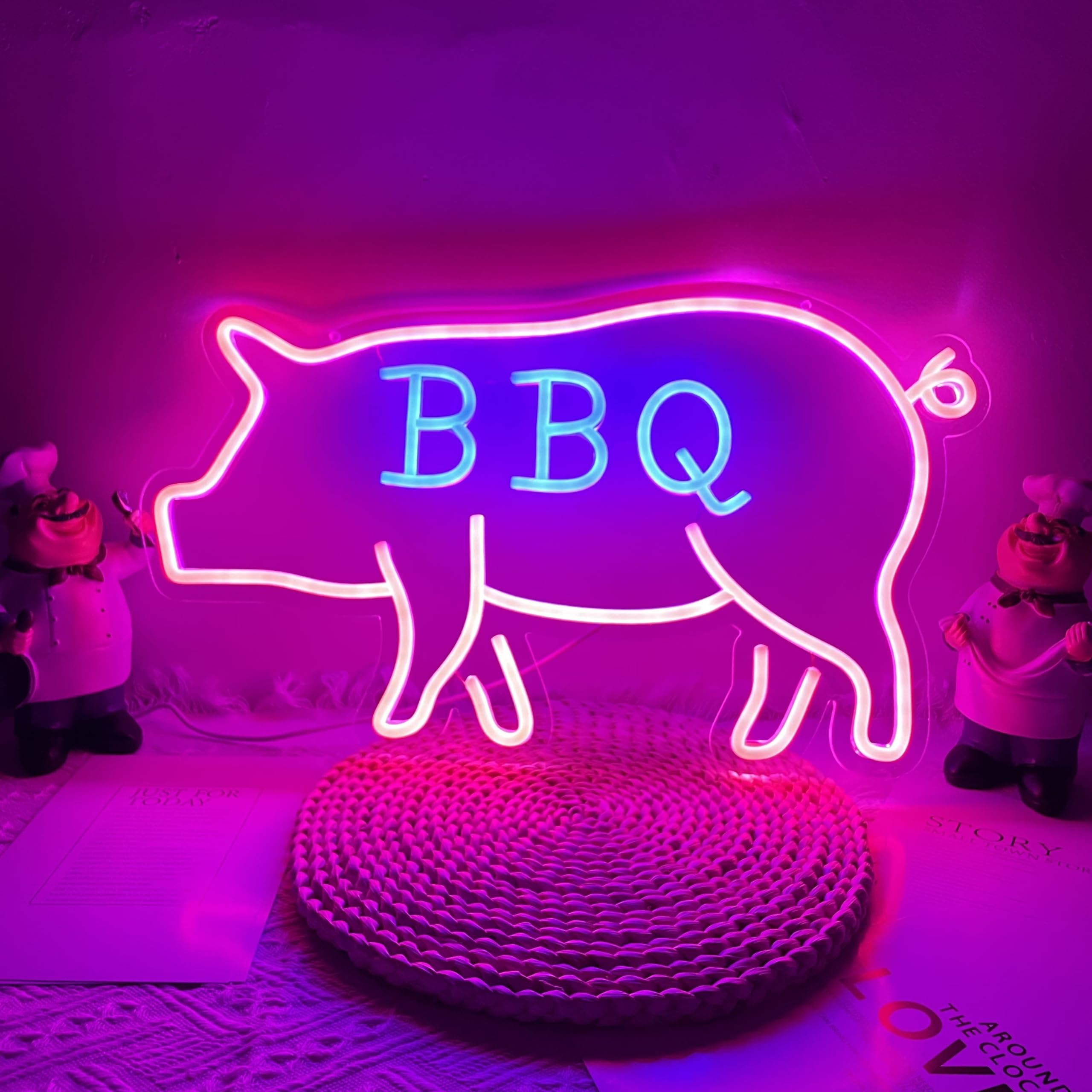 Custom Personalized BBQ Bar Neon Signs - USB Powered, 9 Brightness Levels, Wall Decor for Western Room, Game Room & Outdoor Beer Bar | Perfect for Busch Light Neon Sign & Cactus Jack Themed Spaces | Ideal for Home Bars, Man Caves, Restaurants & Party Decor