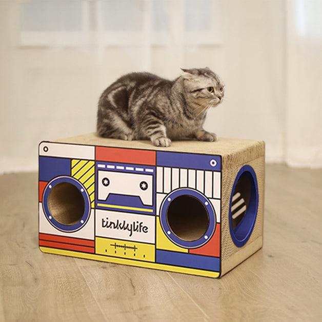 Premium Cat Condo Scratcher Post - Durable Cardboard Cat Scratching House with Rectangle Shape & 3D Stereo Patterns - Green Cat Bed for Indoor Cats - Perfect for Playtime, Napping & Claw Maintenance