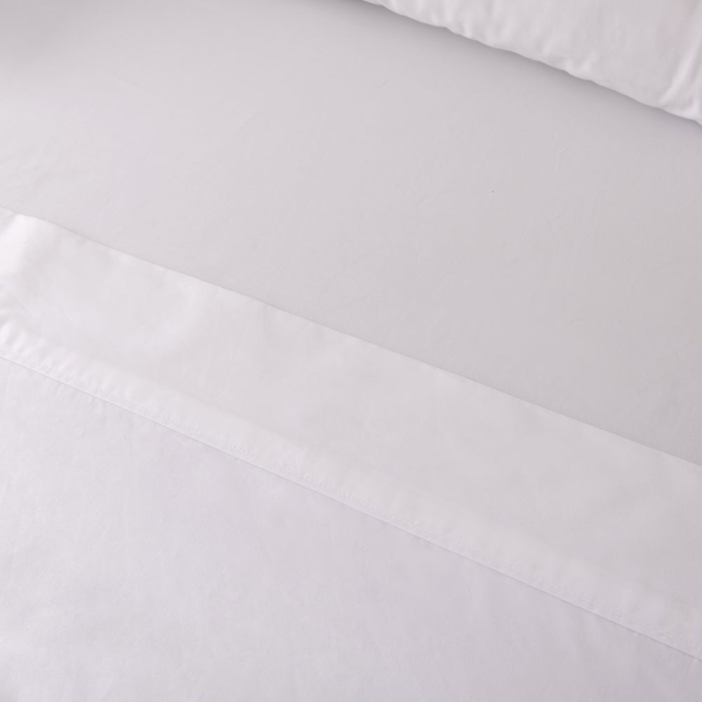 Casey Cotton Flat Sheet 400 Thread Count - Premium White Bed Sheet for Long Single Bed | Soft Breathable Bedding for Hotels, Dorms & Guest Rooms