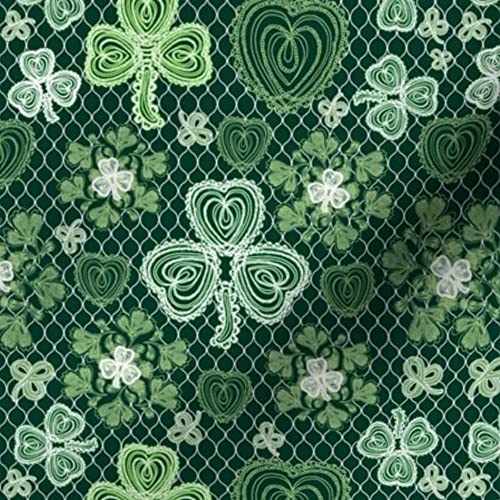 Irish Lace Dark Green Clover Hearts Shamrocks Printed Minky Fabric - Fat Quarter for Sewing Baby Blankets, Quilt Backing & DIY Plush Projects - Soft & Cozy Nursery Decor, St. Patrick's Day Crafts