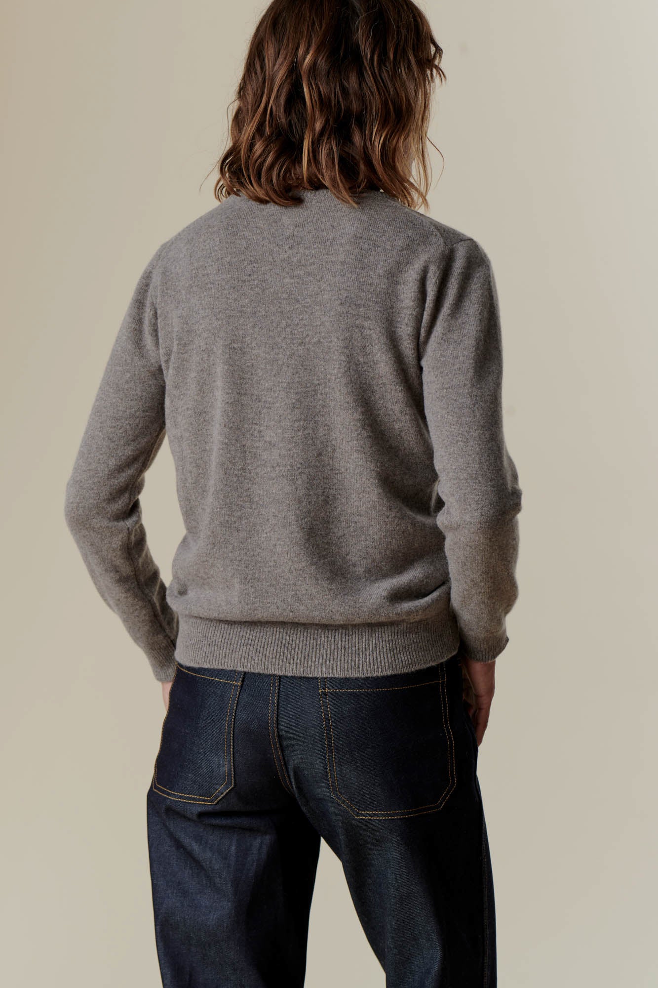Women's Soft Lambswool Crew Neck Sweater - Warm Winter Knit Pullover for Casual & Office Wear | Truffle Brown Cozy Outfit