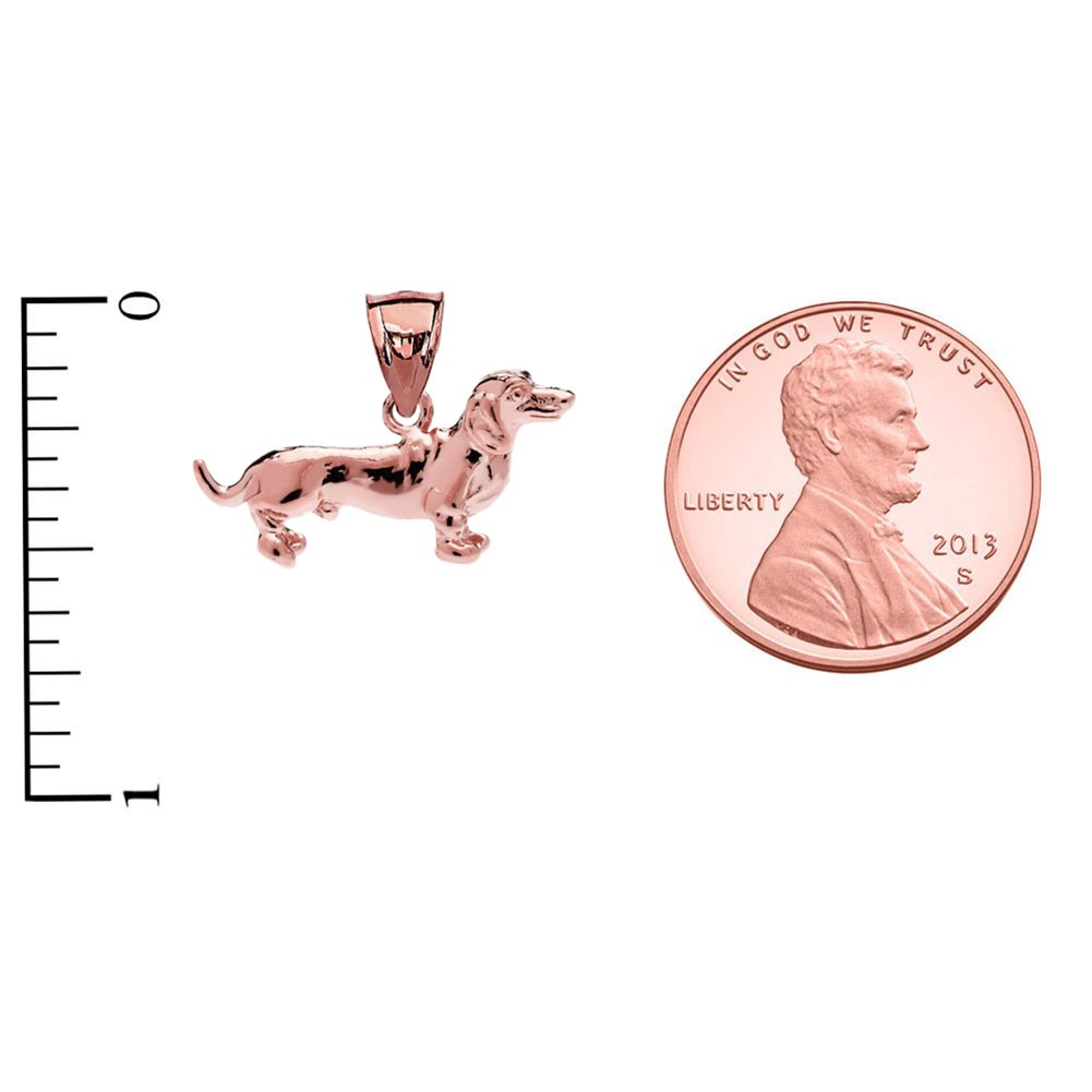 10k Rose Gold Dachshund Charm Necklace - Perfect Gift for Dog Lovers
