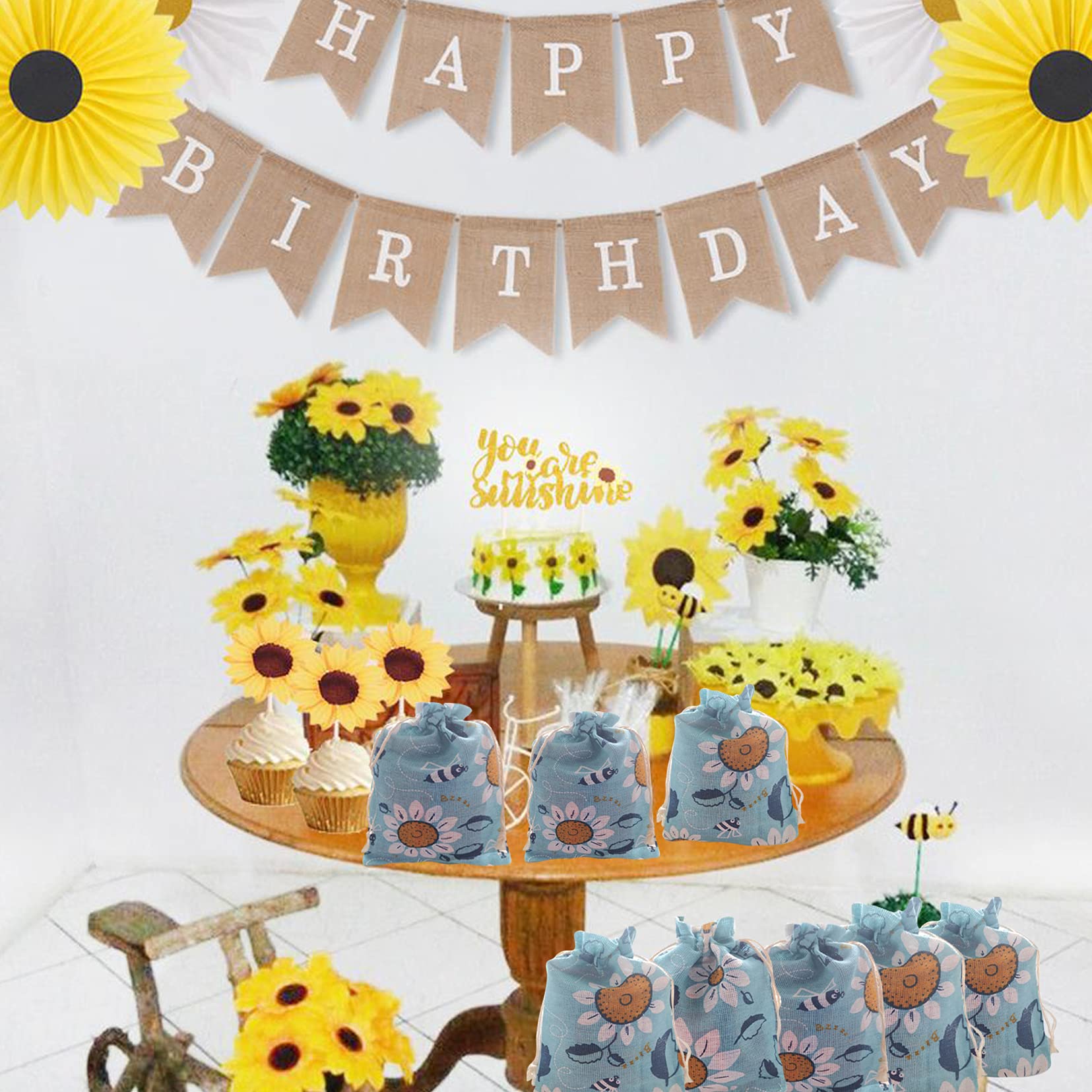 Sunflower Drawstring Gift Bags - Bulk Party Favor Pouches for Birthday, Autumn & Summer Celebrations - Perfect for Wedding Favors, Baby Showers & Holiday Treats