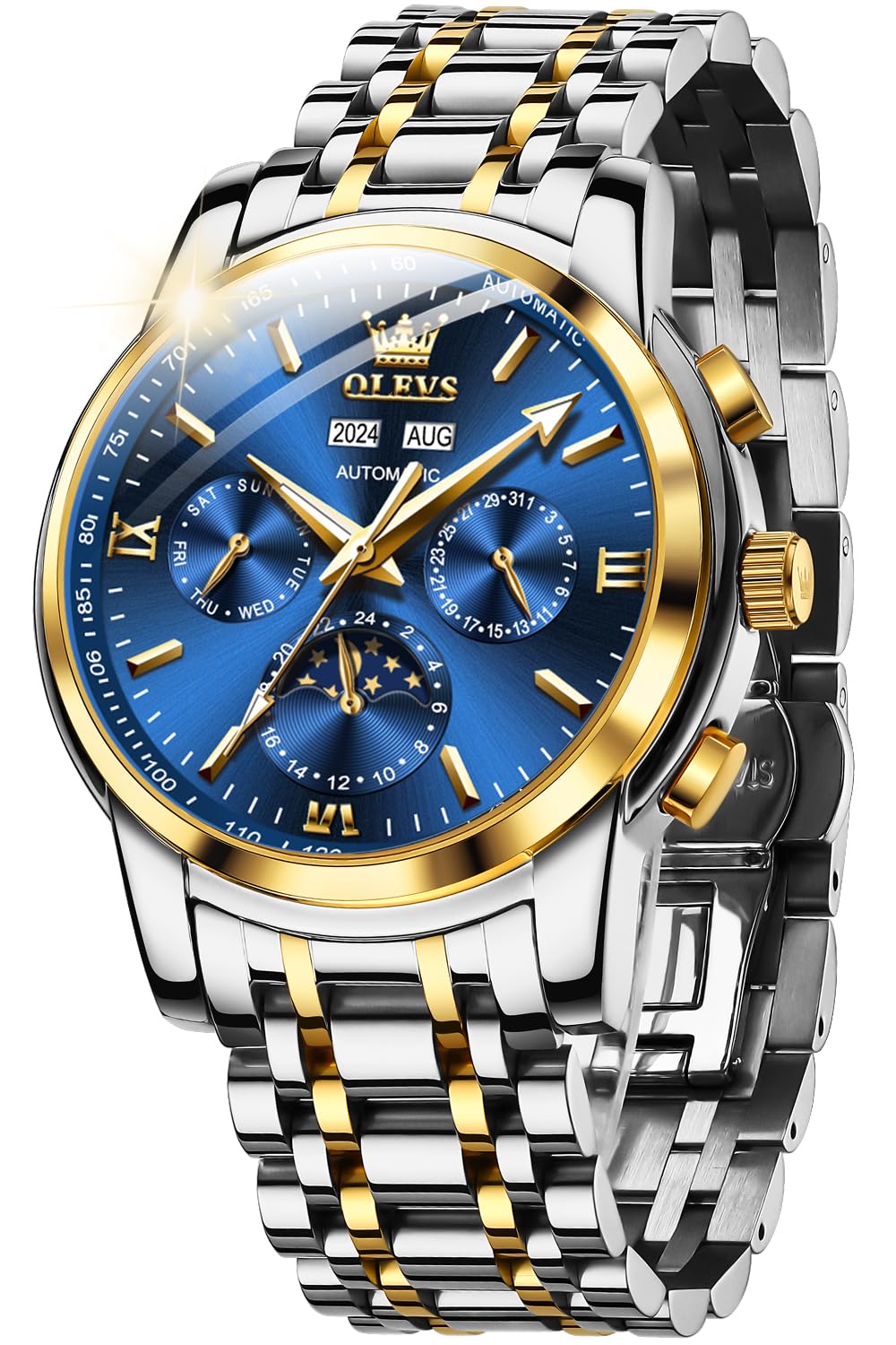 OLEVS Men's Automatic Skeleton Mechanical Watch - Self Winding Luxury Dress Wristwatch with Luminous Hands & Waterproof Design - Perfect for Business, Formal Events & Everyday Wear
