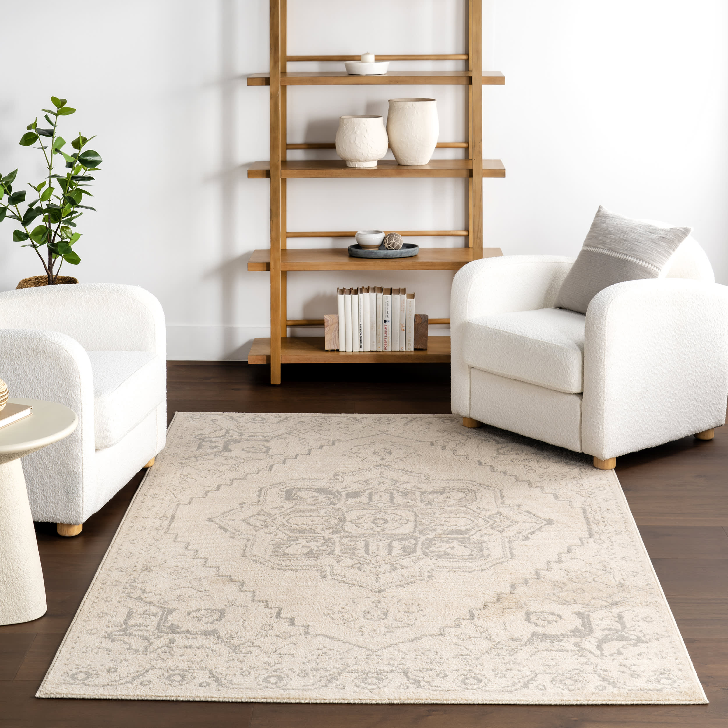 Faina Medallion Rug | Beige Handmade Bohemian Area Rug | Perfect for Living Room, Bedroom & Boho Home Decor