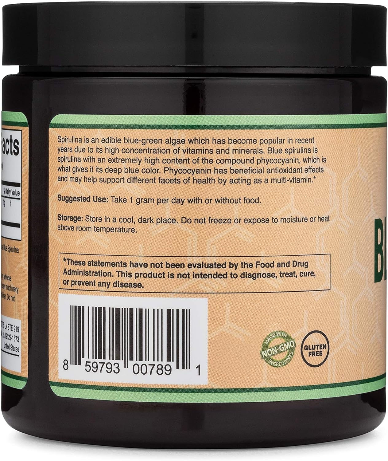 Organic Blue Spirulina Powder - 35% Phycocyanin Superfood Supplement | Premium Blue-Green Algae Powder for Smoothies, Protein Shakes & Natural Food Coloring | Vegan, Gluten-Free | Perfect for Detox, Energy Boost & Healthy Lifestyle (1 Month Supply) by Double Wood