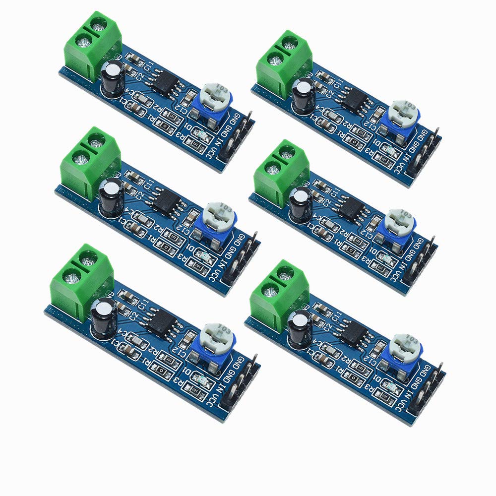 6pcs LM386 Audio Power Amplifier Module - 200x Gain Mini Mono Amp Board with 10K Adjustable Resistance (5V-12V Input) - Perfect for DIY Guitar Amps, Portable Speakers & Electronics Projects