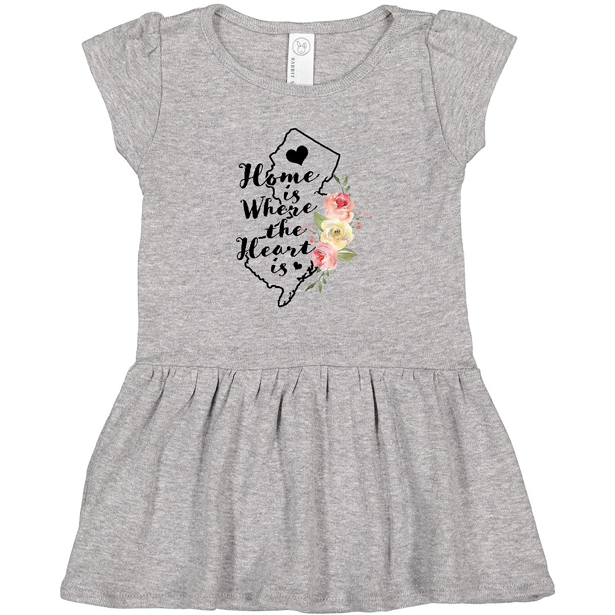 Inktastic New Jersey Home is Where The Heart is Watercolor Print Toddler Dress - Cute Casual Outfit for Girls, Playdates & Family Photos