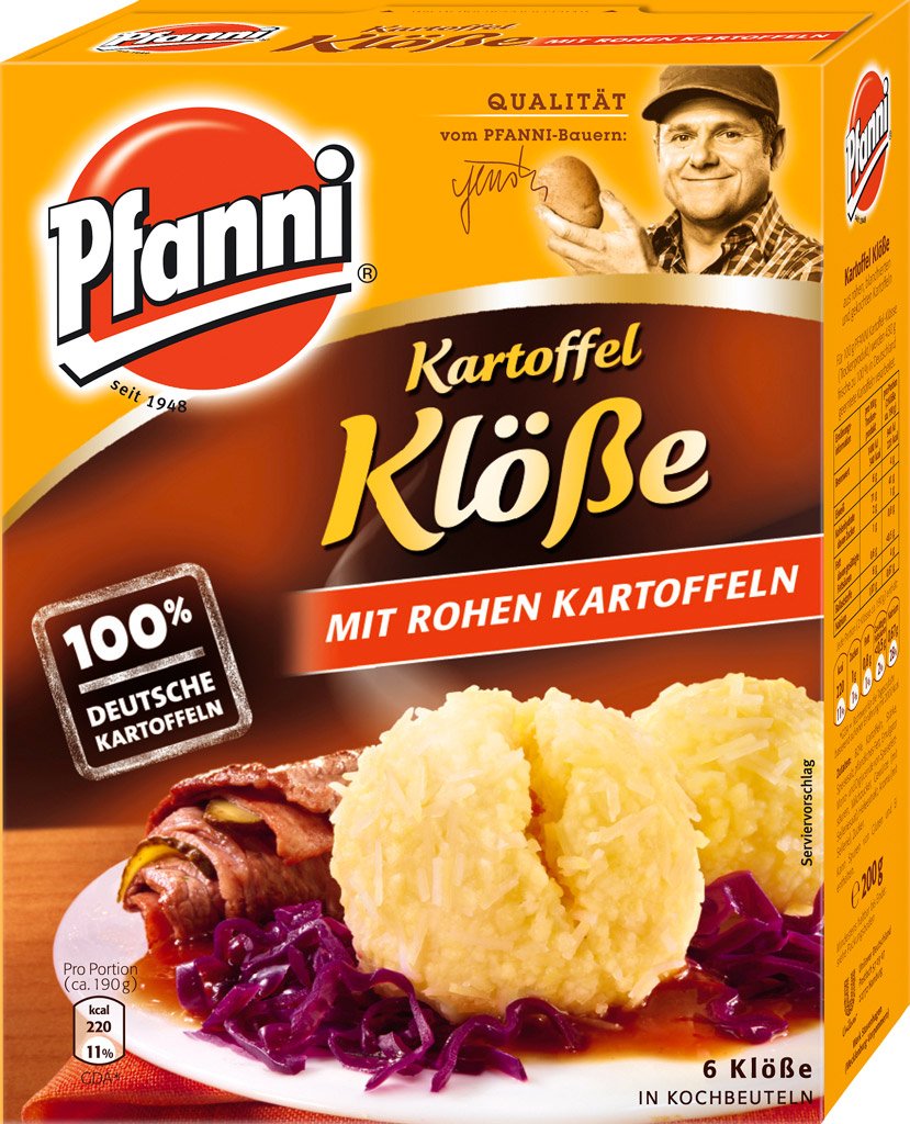 Pfanni Authentic German Potato Dumplings with Raw Potatoes (Kartoffel Klöße) - 200g Pack | Perfect for Traditional Bavarian Dishes, Holiday Meals & Comfort Food
