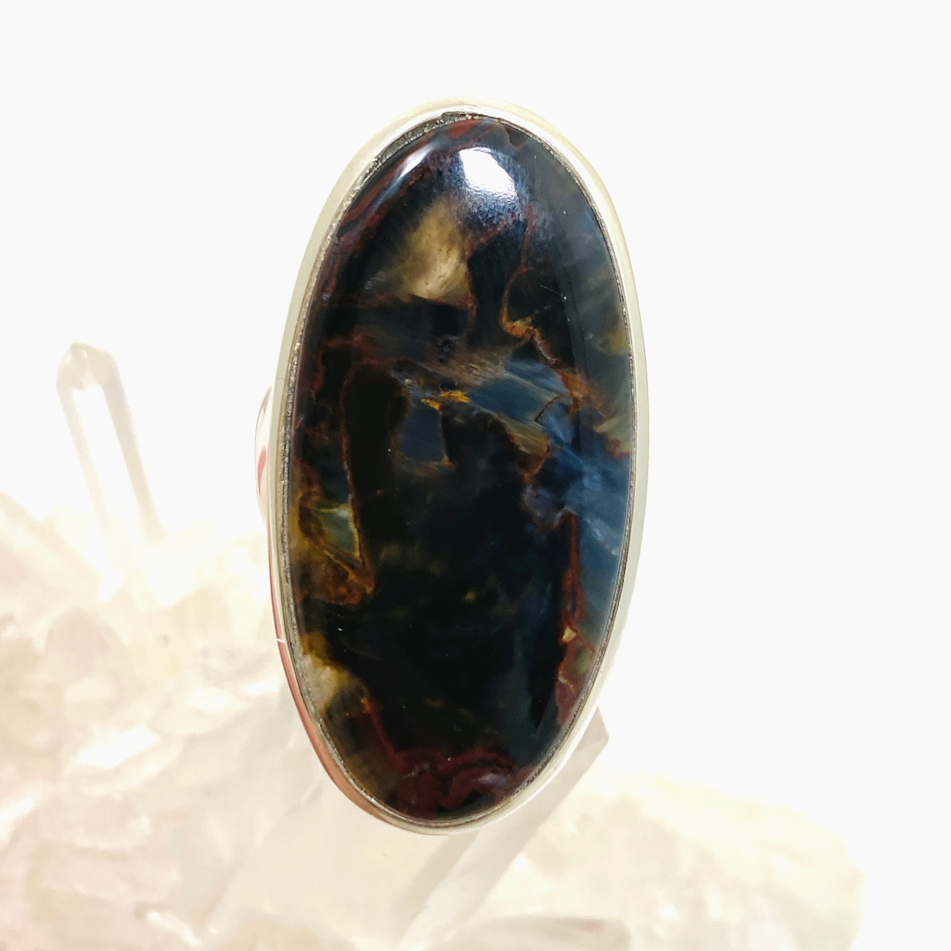 Pietersite Oval Cabochon Ring - Size 8 - Natural Stone Jewelry - PRGJ898 - Perfect for Boho Fashion & Spiritual Healing