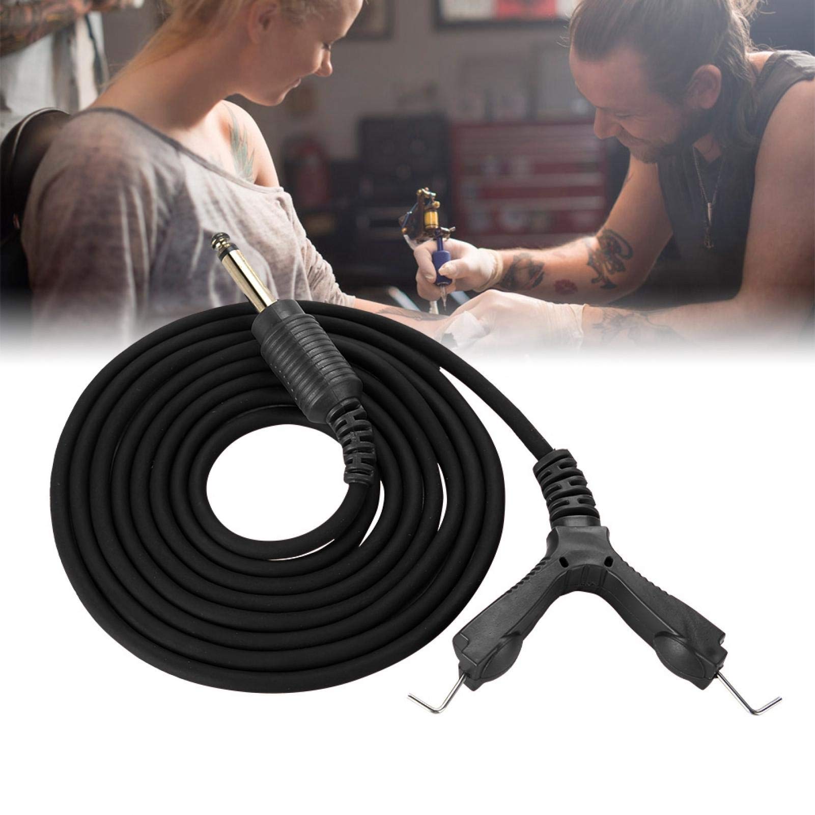 Professional Set of 2 Black Tattoo Clip Cords - High-Quality Power Supply Line for Tattoo Machines - Durable Tattoo Accessories for Artists & Studios - Perfect for Tattooing, Permanent Makeup & Body Art Sessions