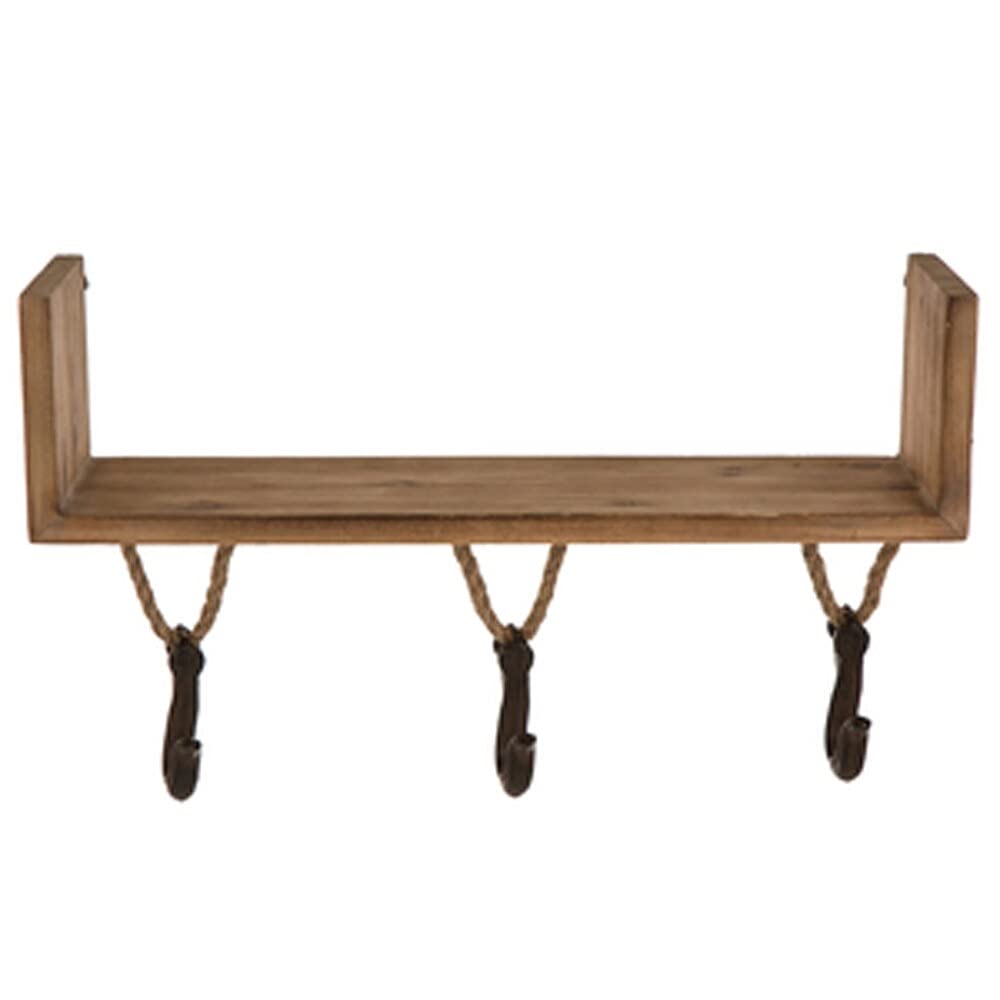 Glitzhome Set of 2 Wooden Iron Farmhouse Wall Shelves with Holders - Rustic Floating Shelves for Kitchen, Bathroom & Living Room Decor - Perfect for Displaying Plants, Photos & Home Accessories