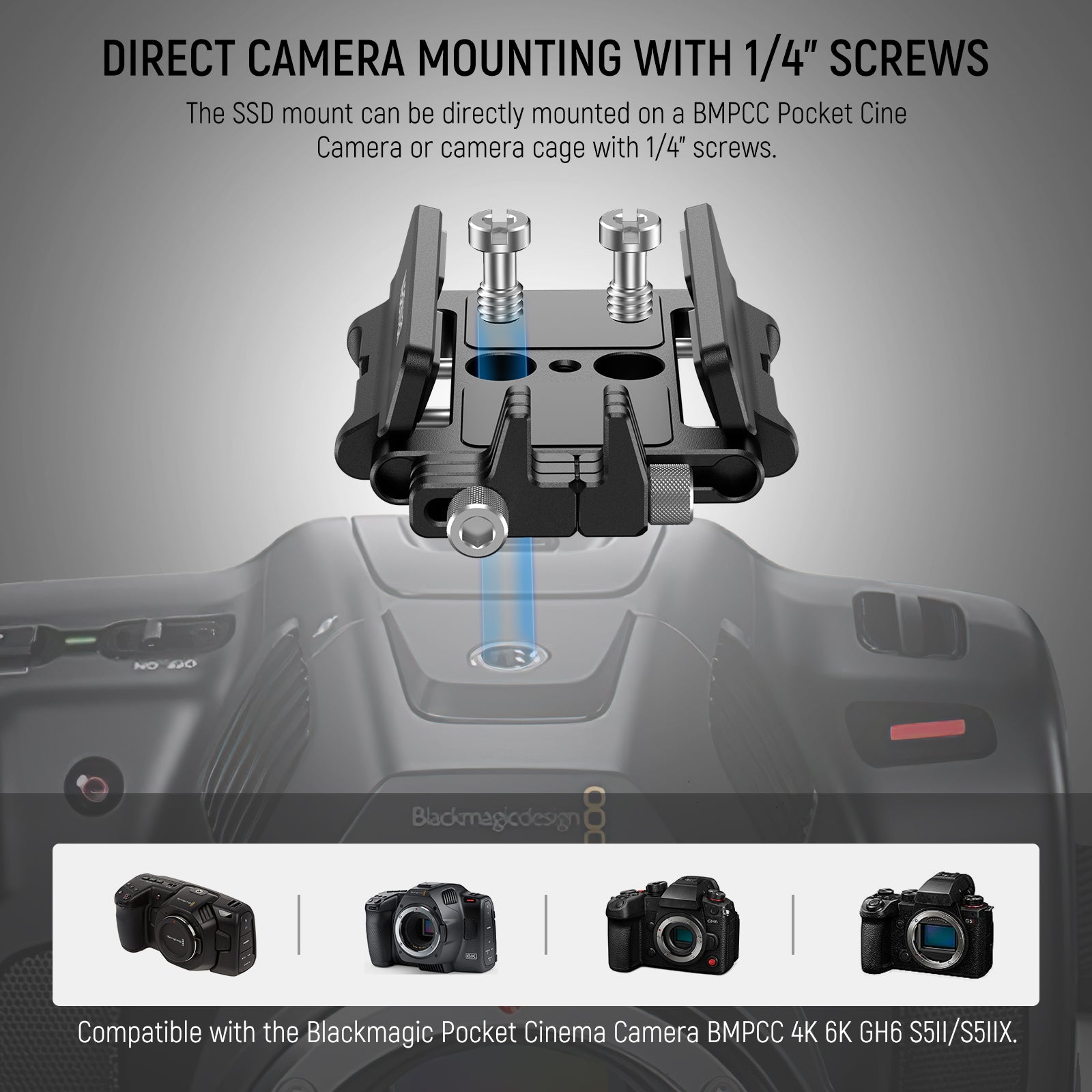 NEEWER UA035 SSD Mount Bracket Holder - Universal Hard Drive Mounting Clip for Camera Rig, Video Cage & DSLR Accessories - Perfect for Filmmaking, Vlogging & Studio Setups