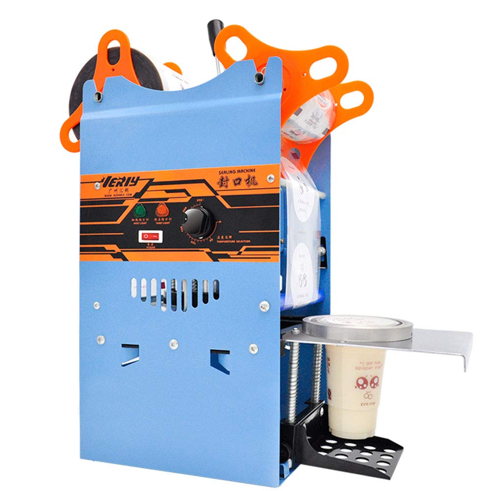 TOPCHANCES 270W Manual Plastic Milk Tea Cup Sealing Machine - 300-500 Cups/Hour Electric Coffee Cup Sealer for 180mm Tall & 95mm Diameter Cups - Perfect for Bubble Tea Shops, Coffee Stands, and Takeout Businesses