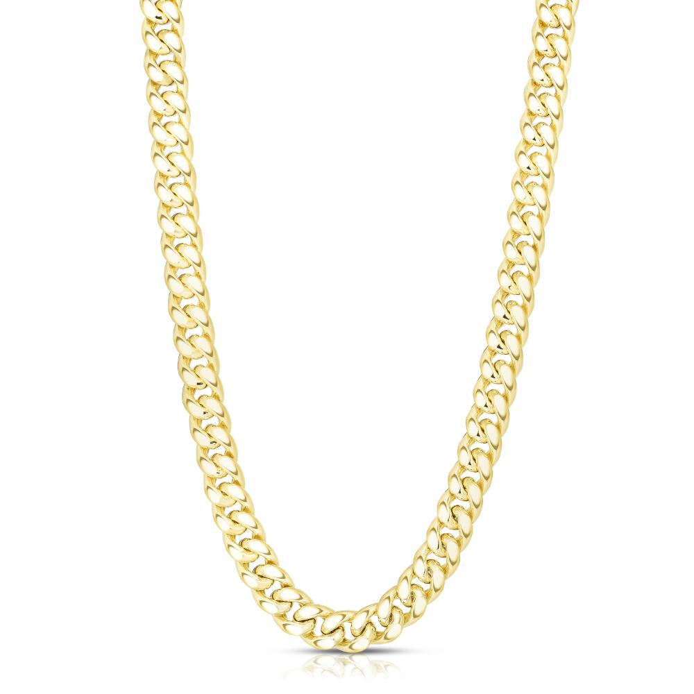 14K Gold 11.1mm Semi-Solid Classic Miami Cuban Link Chain - Perfect for Men's & Women's Layered Necklaces, Gift Giving and Special Occasions