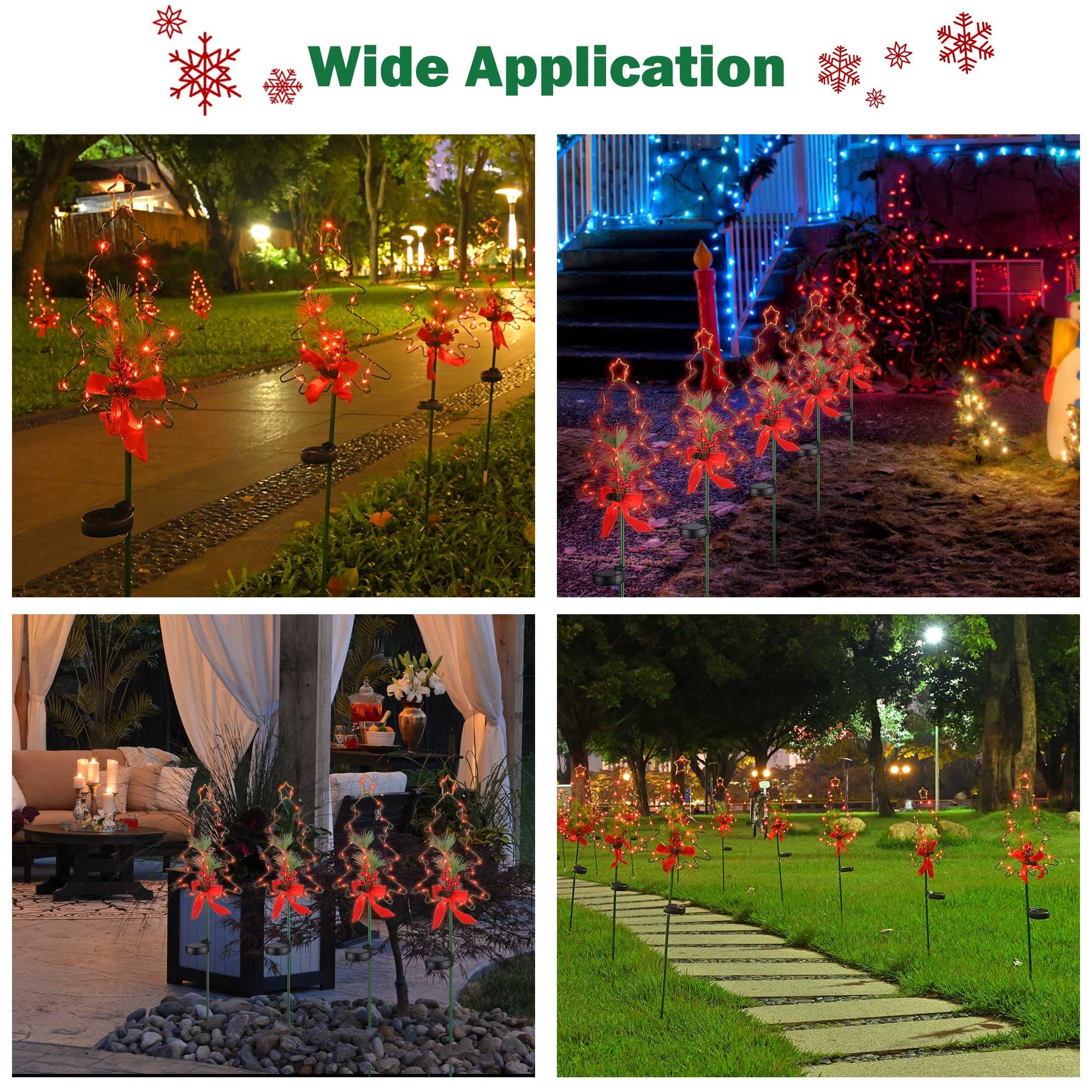 Yescom 4 Pack Solar Red Berries Tree Stake Lights - Waterproof Outdoor Solar Pathway Lights for Garden, Patio, Christmas Decor - Perfect for Holiday Lighting, Landscape Accents and Nighttime Ambiance