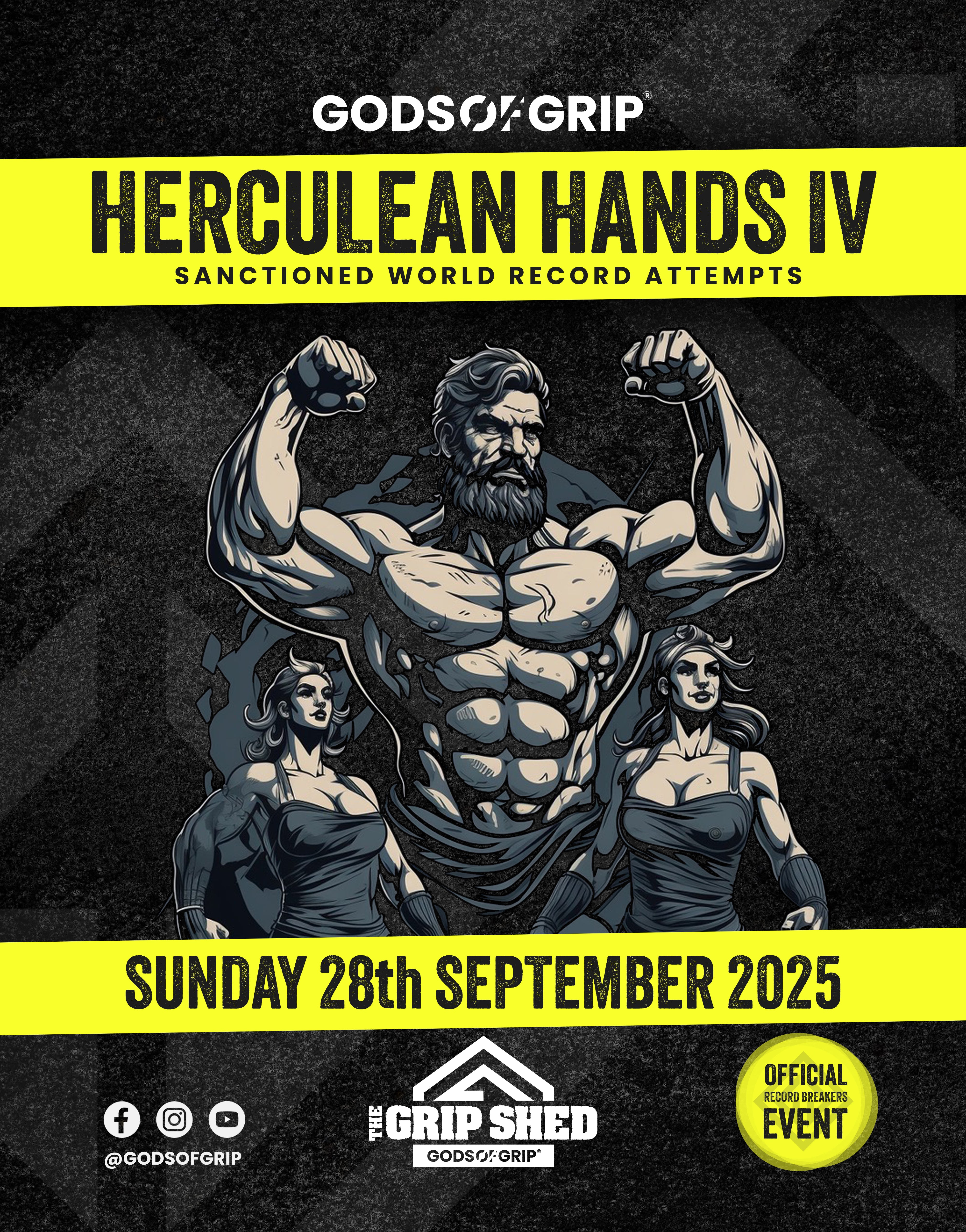 Herculean Hands IV Record Breakers - Premium Grip Strength Trainer for Athletes & Fitness Enthusiasts | Perfect for Weightlifting, Rock Climbing & Arm Wrestling Training