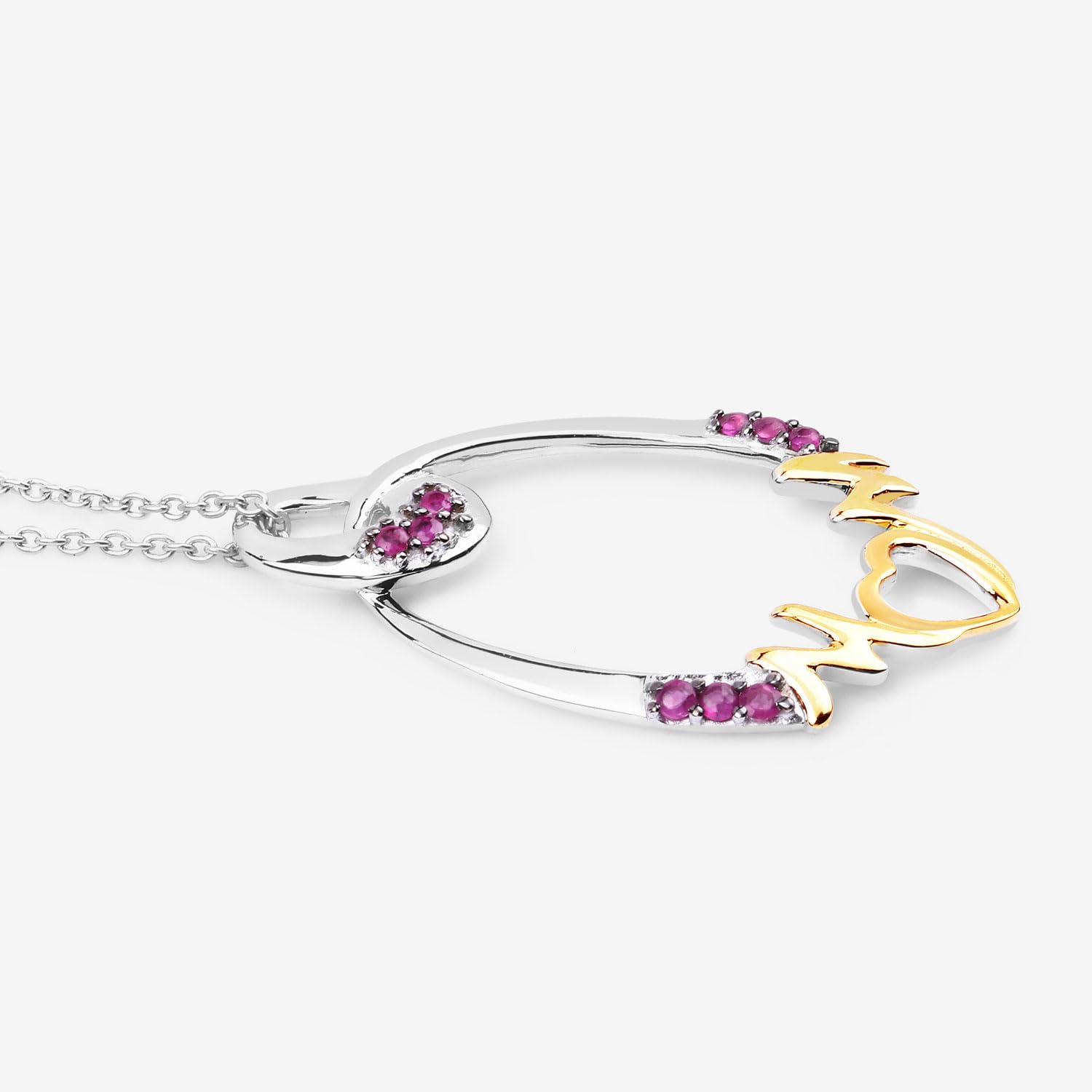 Genuine Ruby Mom Pendant Necklace - Elegant Gift for Mother's Day, Birthday & Anniversary - Perfect for Special Occasions & Everyday Wear