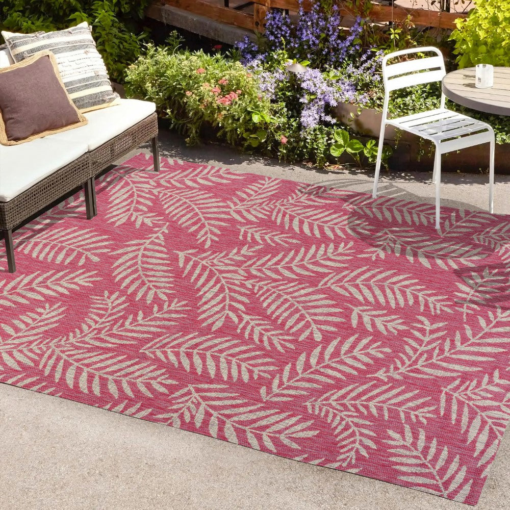 Nevis Palm Frond Indoor Outdoor Area Rug - Natural Fiber Floor Mat for Living Room, Bedroom, Patio & Beach House Decor