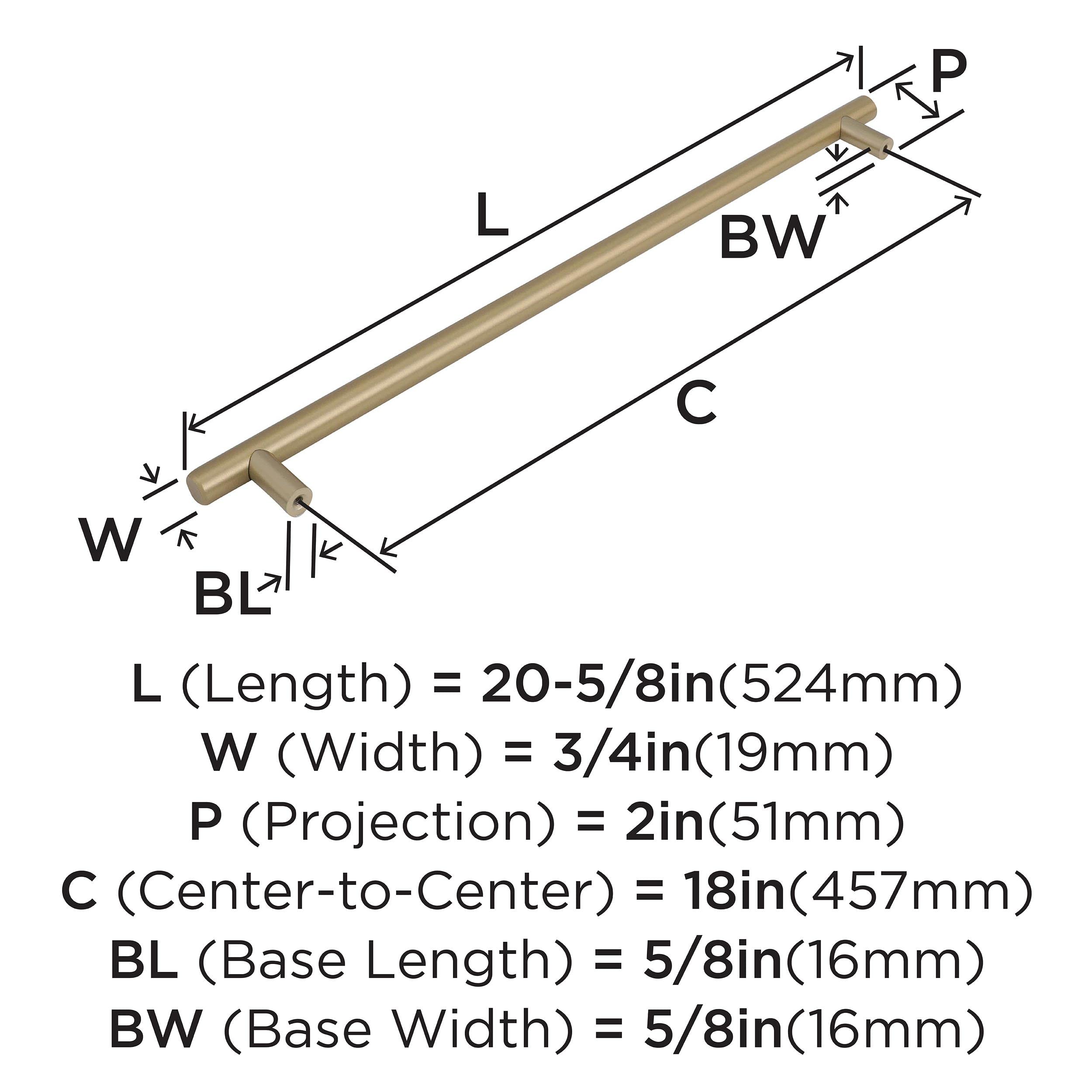 Amerock 18 Inch (457mm) Center to Center Golden Champagne Appliance Bar Pulls - 1 Pack Cabinet & Drawer Handles for Kitchen, Bathroom & Furniture Hardware Upgrade