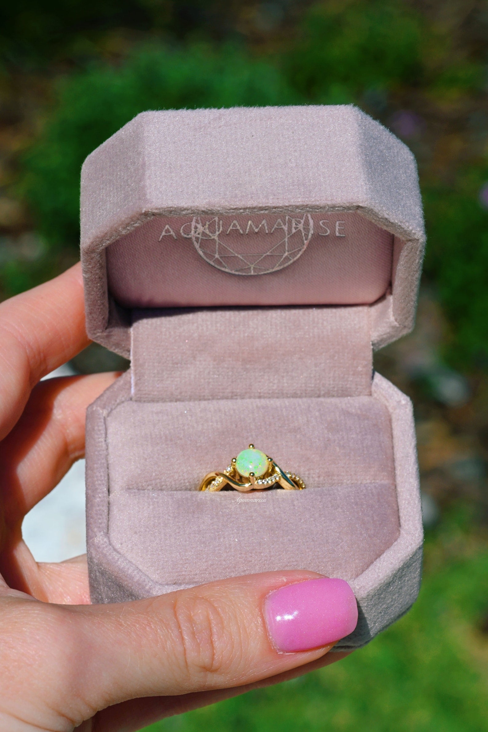 14K Yellow Gold Vermeil Opal Ring for Women - Elegant Entwined Design, Perfect for Weddings, Anniversaries & Special Occasions