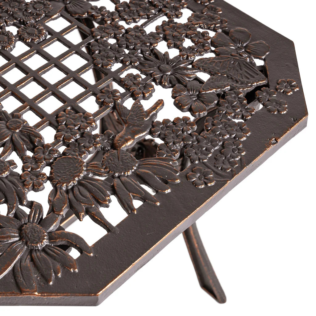 Rustic Outdoor Wildflower Side Table - Handcrafted Wooden End Table for Patio, Garden & Porch Decor - Perfect for Outdoor Entertaining & Relaxation