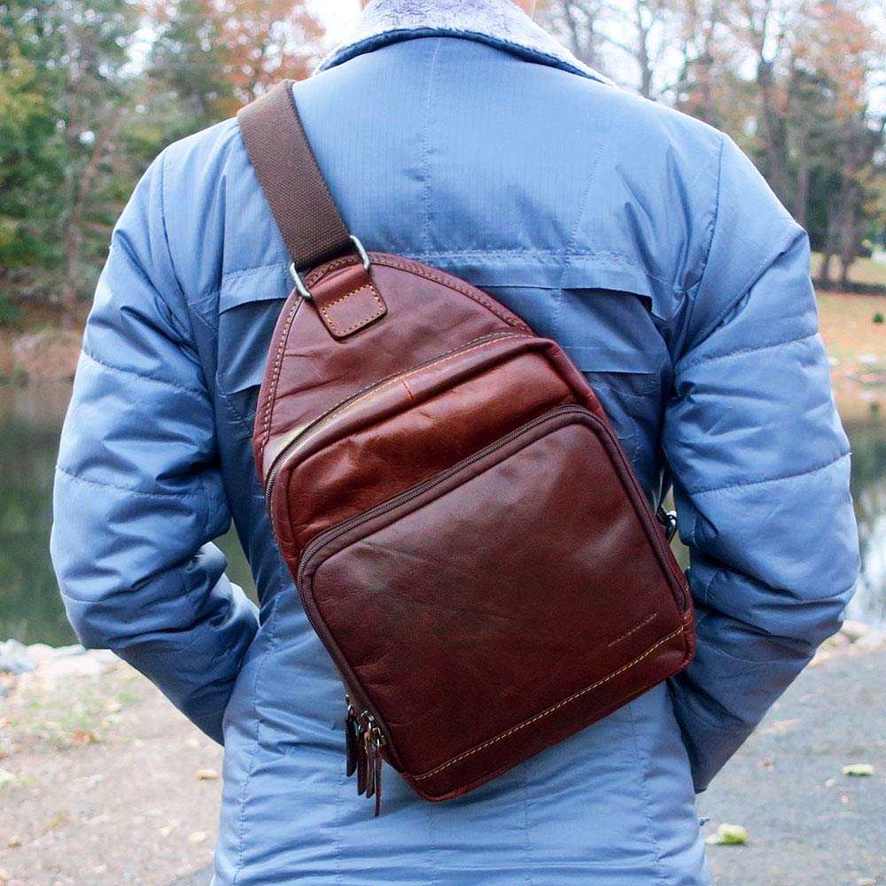 Voyager Sling Bag #7582 (Brown) - Crossbody Chest Shoulder Bag for Men & Women - Perfect for Travel, Hiking, Cycling & Everyday Use