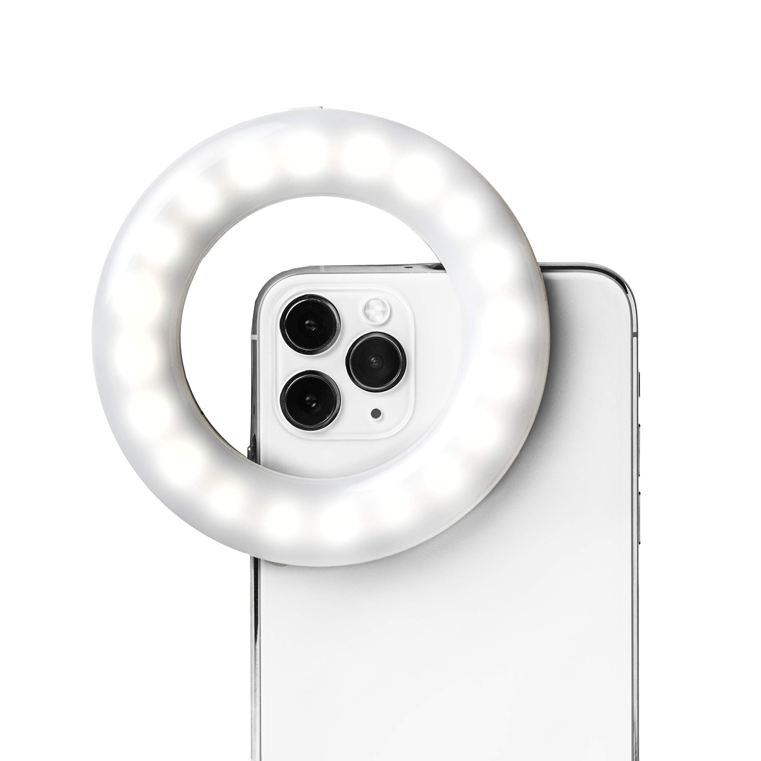 Selfie Ring Light with 3 Adjustable Brightness Modes - Clip On Phone Light for iPhone, Android & Laptop - Rechargeable LED Makeup Light for Beauty, Vlogging, YouTube, TikTok & Live Streaming