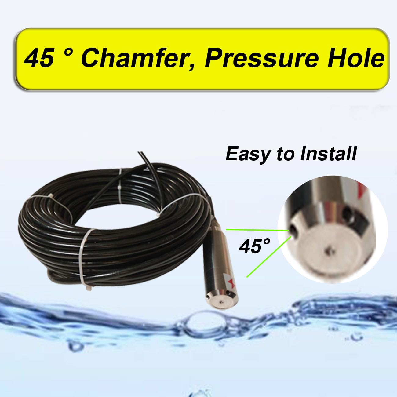 Intelligent Liquid Level Sensor Detector - 316L Stainless Steel, 4-20mA Output, 24-32VDC Power, 65.6ft Cable - Perfect for Industrial Tank Monitoring, Water Treatment, and Chemical Processing Systems