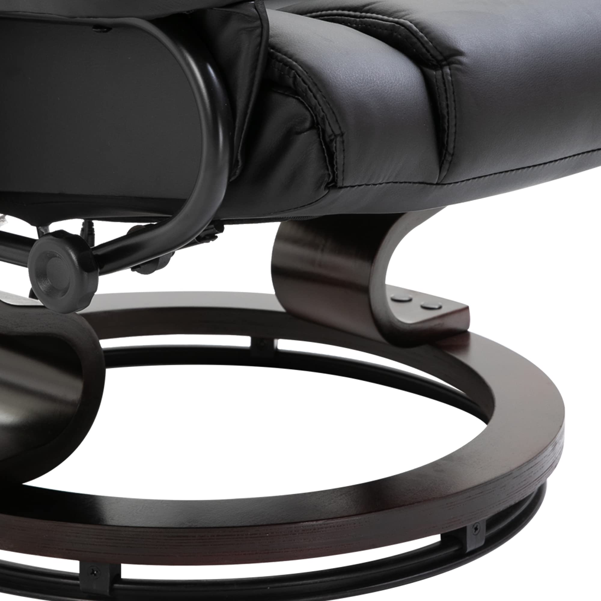 HOMCOM Massage Recliner Chair with Ottoman Footrest - 10 Vibration Points, 360° Swivel Reclining Living Room Chair - Faux Leather with Side Pocket & Remote Control - Black - Perfect for Relaxation, Home Theater & Living Room Comfort