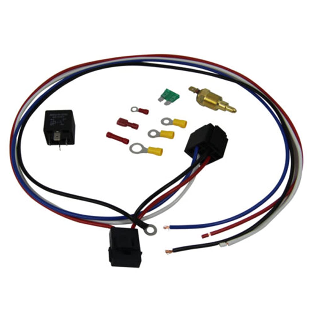 1967-1970 Ford Mustang 4 Row Aluminum Radiator Kit with Fan Shroud & Thermostat Relay - Compatible with 67-68 Falcon, 67-69 Fairlane Ranchero & 68-70 Mercury Cougar - Perfect for Engine Cooling System Upgrades & Restoration Projects
