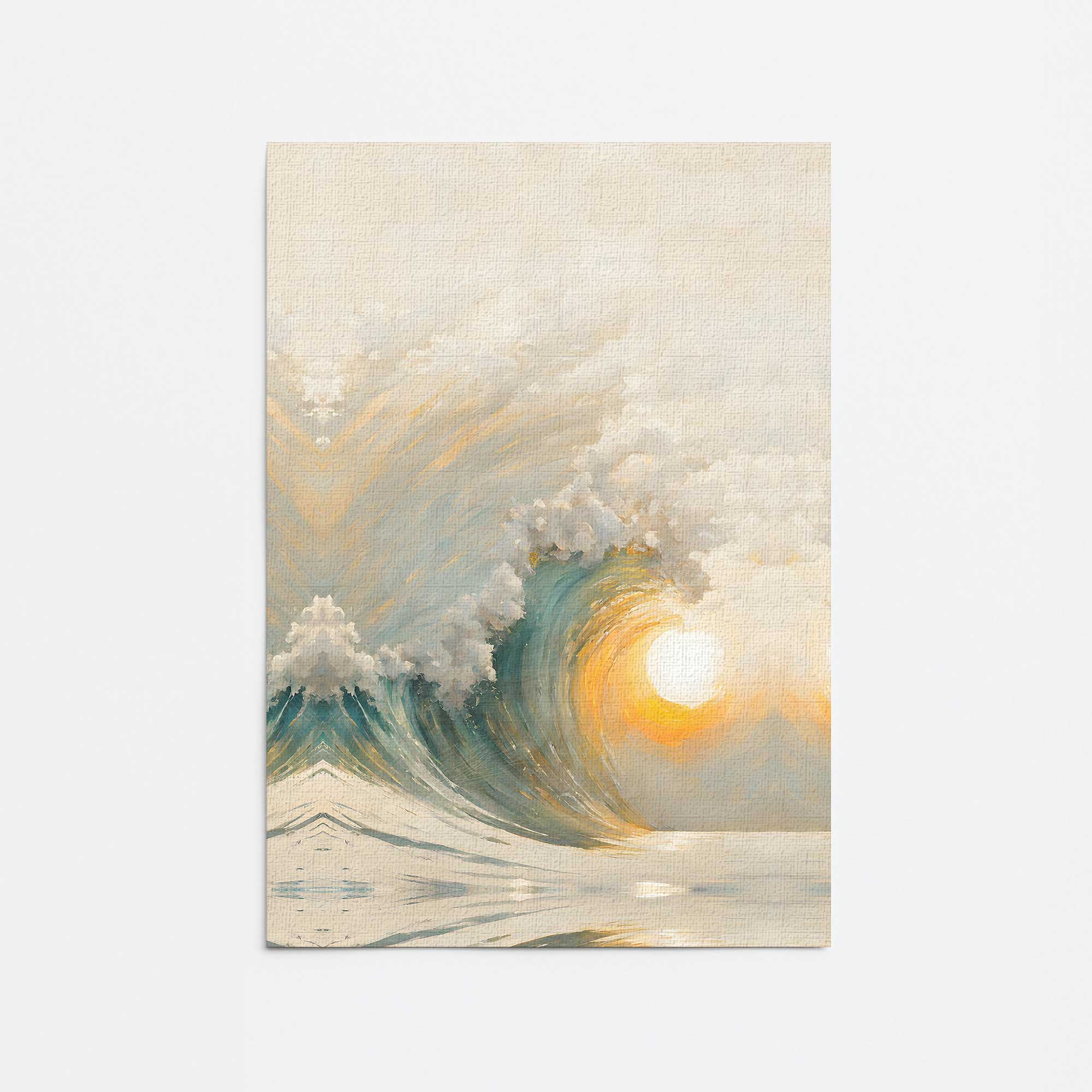 Golden Waves at Sunset II Canvas Wall Art Print - Coastal Beach Decor for Living Room, Bedroom & Office