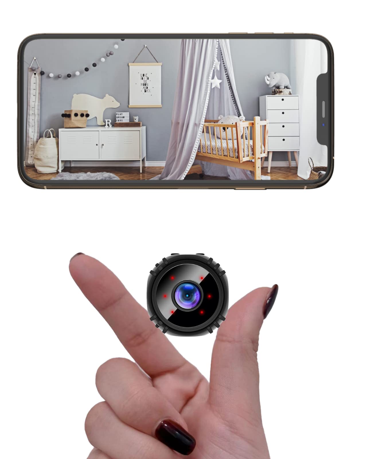 BZZCAM Mini WiFi Spy Camera - 1080P Hidden Wireless Nanny Cam with Motion Detection & Cloud Storage | Indoor Home Security, Baby Monitor, Pet Camera for Live View via Mobile App | Perfect for Home, Office, Nursery & Elderly Care Monitoring