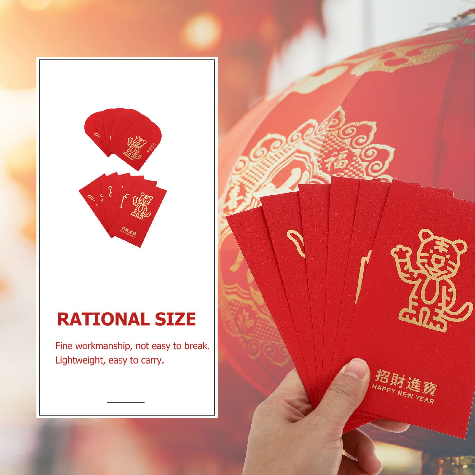 NUOBESTY 12pcs 2022 Year of The Tiger Red Envelopes - Chinese New Year Lucky Money Packets for Kids, Weddings & Celebrations | Festive Gift Bags for Chinese New Year, Birthday Gifts & Special Occasions