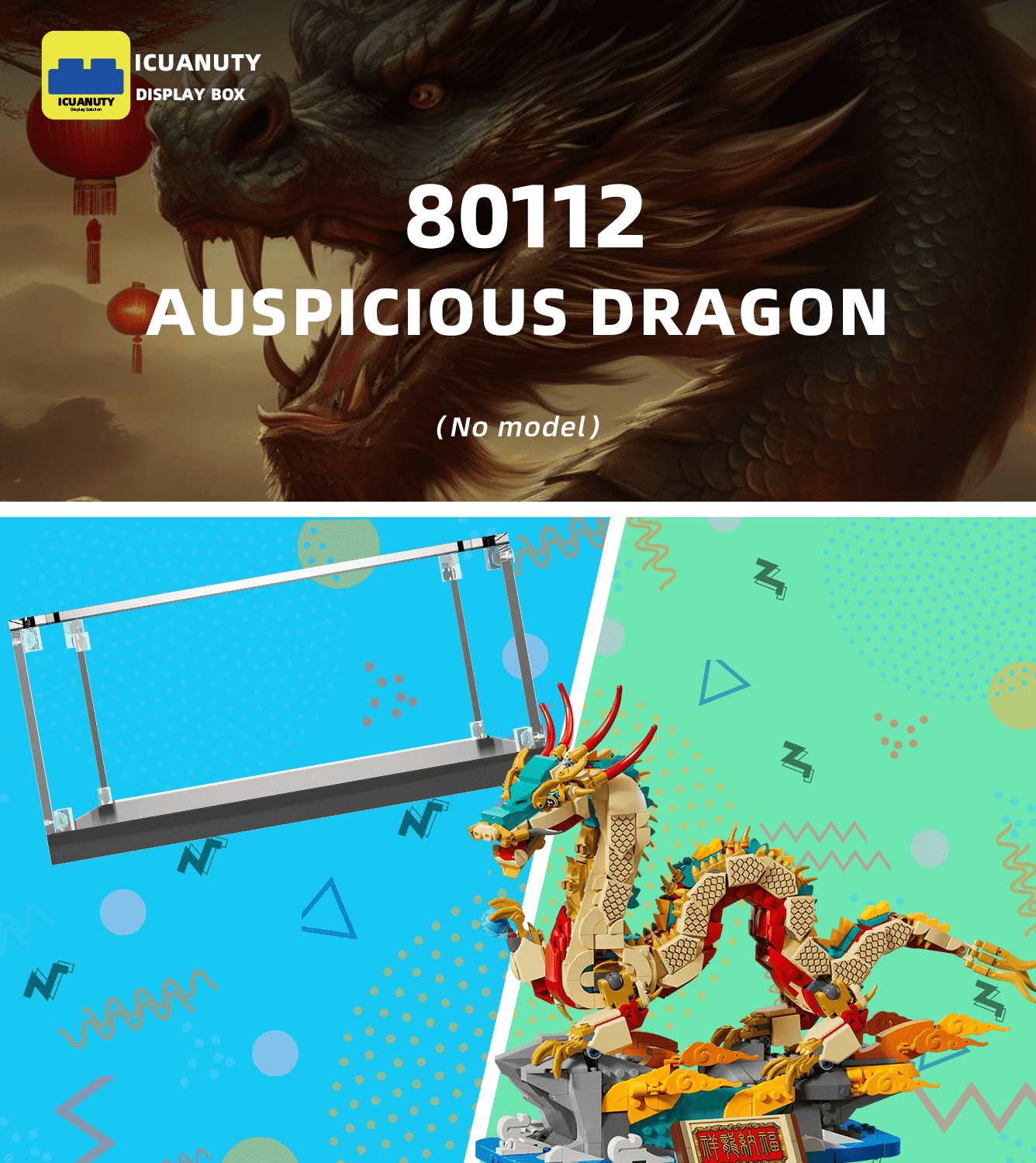 Lego Auspicious Dragon 80112 Display Case - Clear Acrylic Showcase for Collectible Building Sets - Perfect for Home Decor, Office Display & Gift Presentation